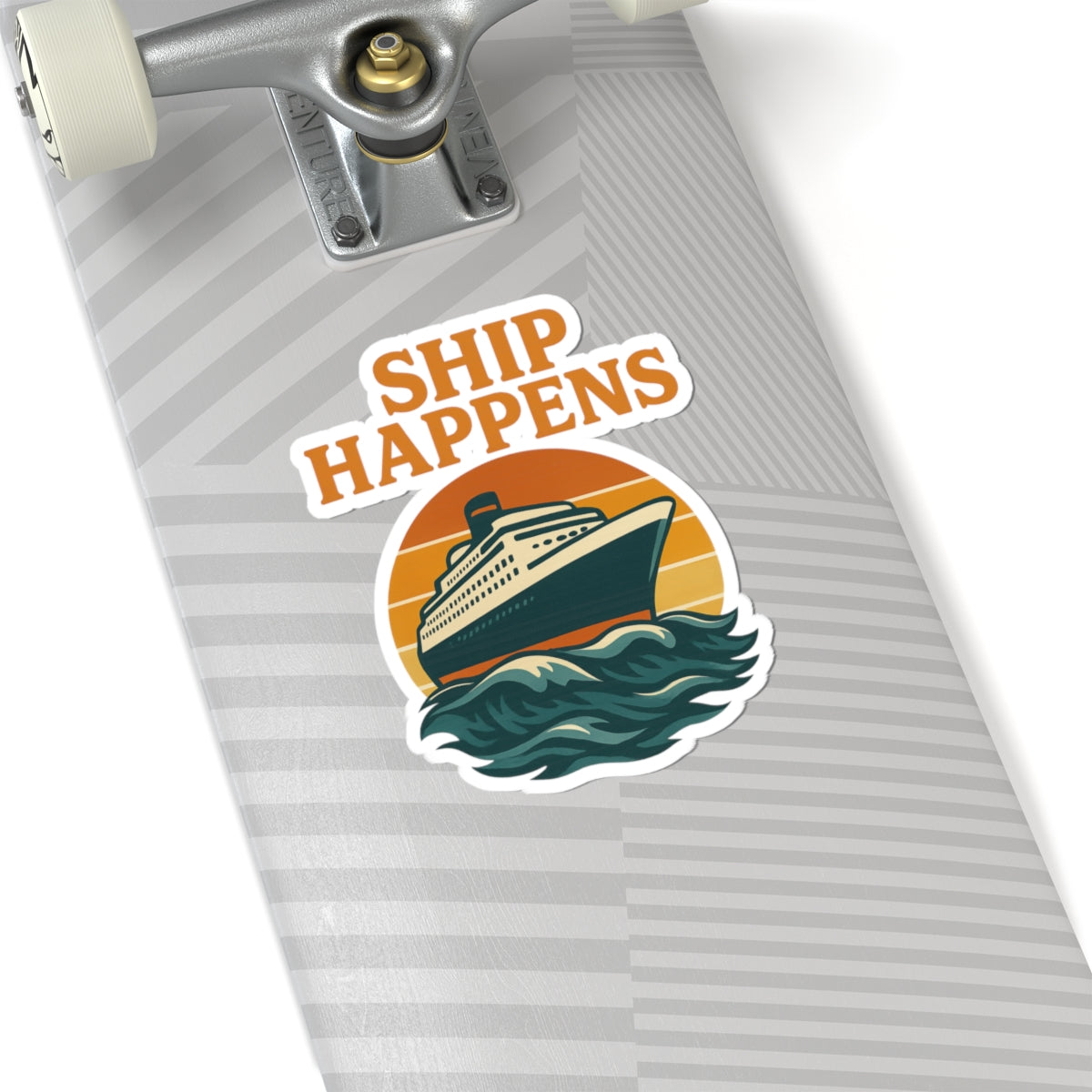 Sticker - Ship Happens Sunset Cruise Ship Design Nautical Decor Travel Decal Cruise Sticker
