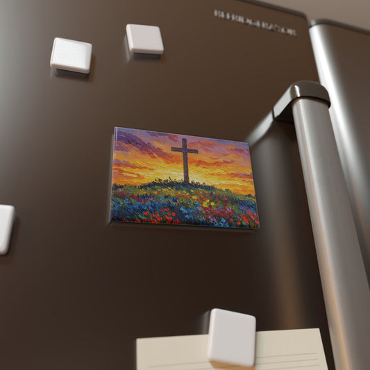 Magnet Van Gogh Style Cross Spiritual Magnet Christian Decor Religious Magnet