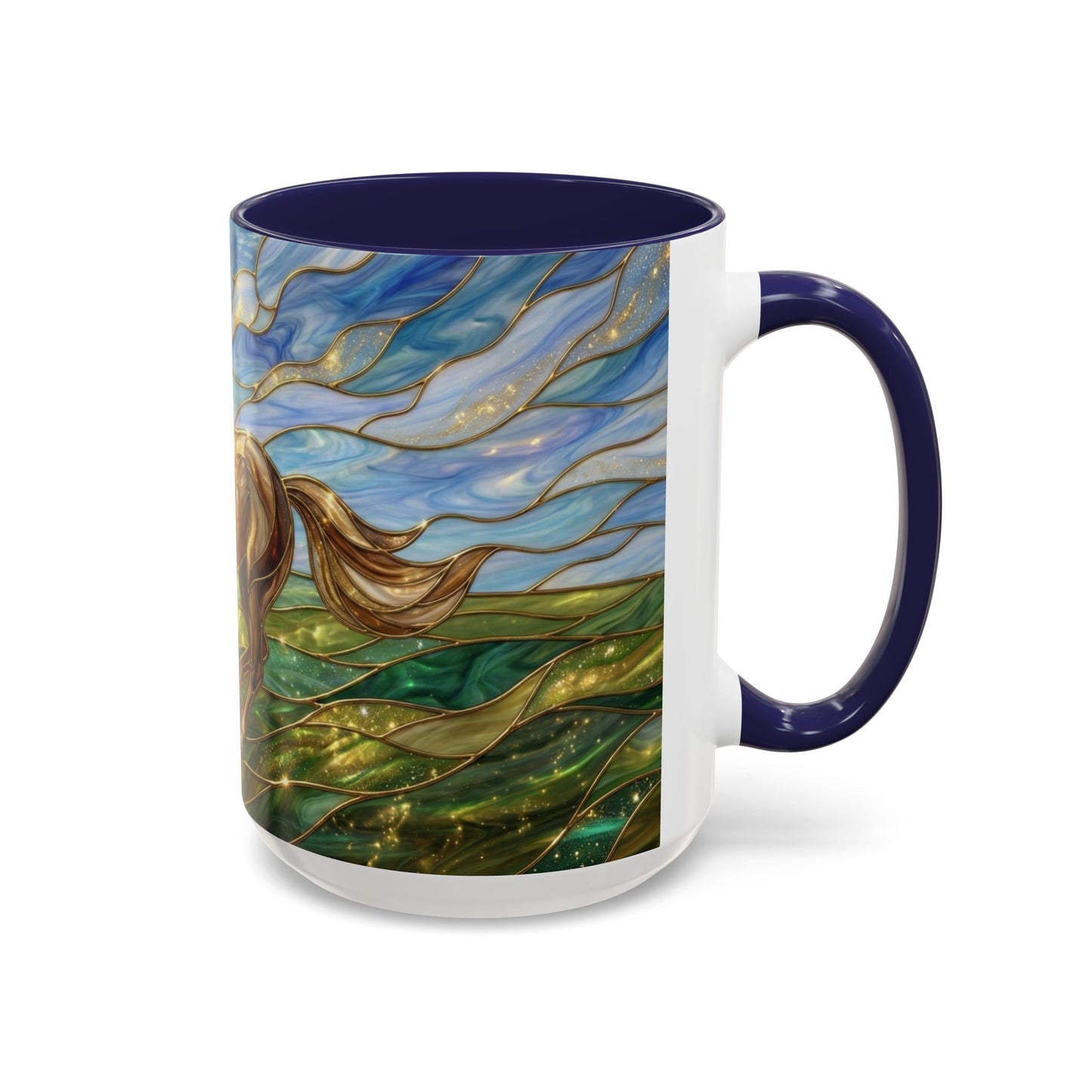 Stained Glass Horse Mug, Horse Coffee Mug, Running Horse Cup, Equestrian Gift Mug, Nature Art Mug, Horse Lover Gift