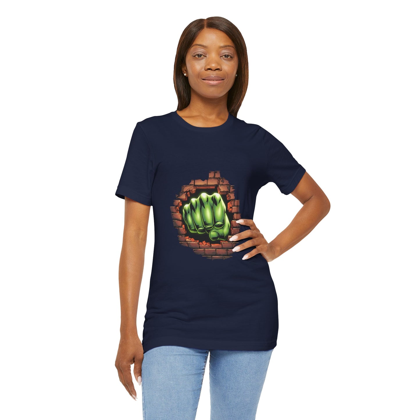 Green Hero Fist Graphic Tee – Superhero Shirt, Comic Pop Art, Gamer Gift, Y2K Dopamine Aesthetic, Funny Nerd Fashion, Unisex T‑shirt