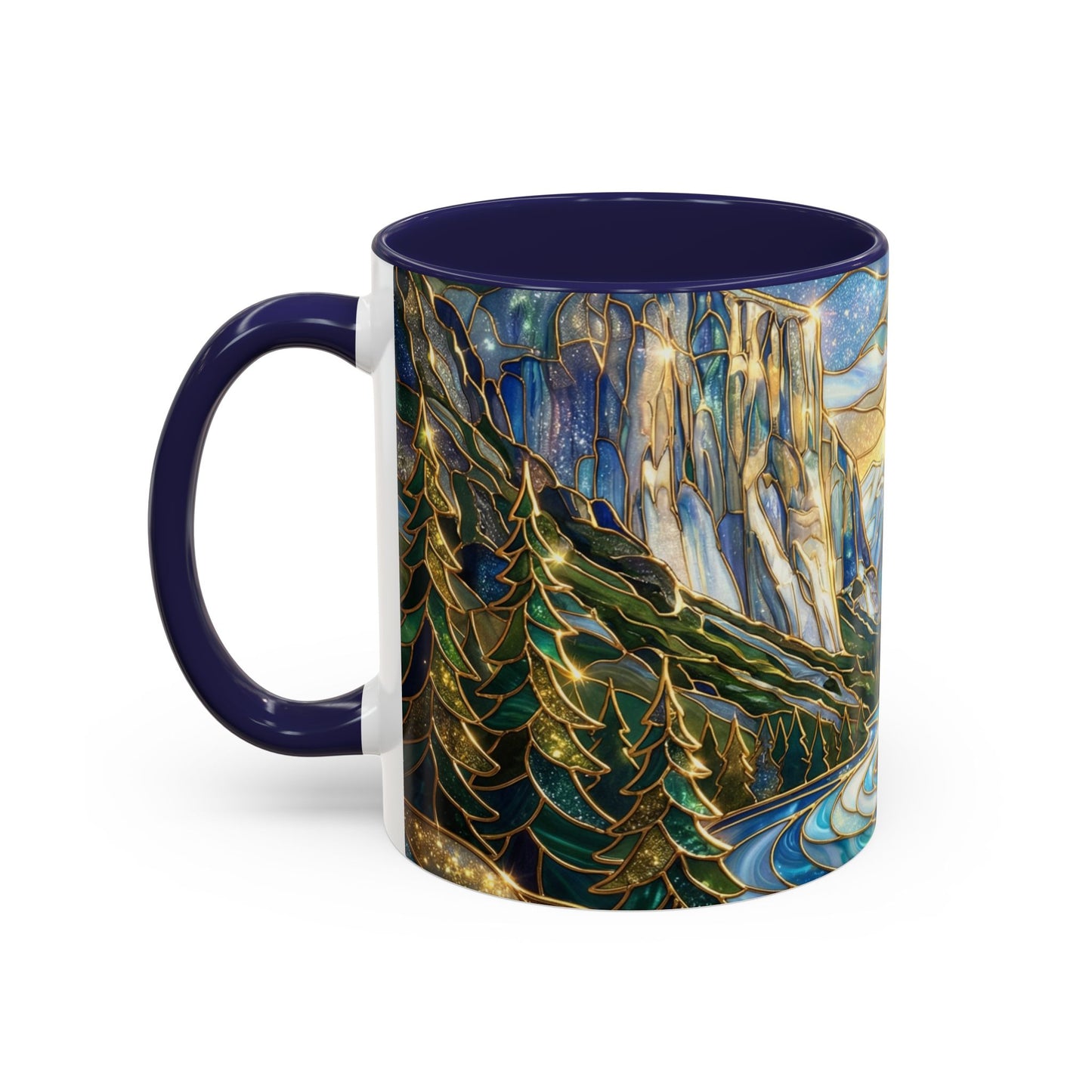 Stained Glass Yosemite Mug, Yosemite Mountain Coffee Cup, Waterfall Landscape Art Mug, Scenic Nature Mug, Yosemite Gift, Outdoor Lover Gift