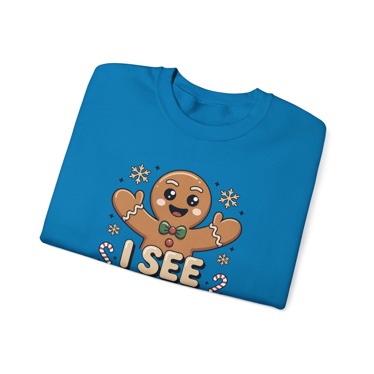 I See Bread People Christmas Sweatshirt, Funny Gingerbread Holiday Sweater, Unisex Crewneck, Cute Christmas Gift For Friends And Family