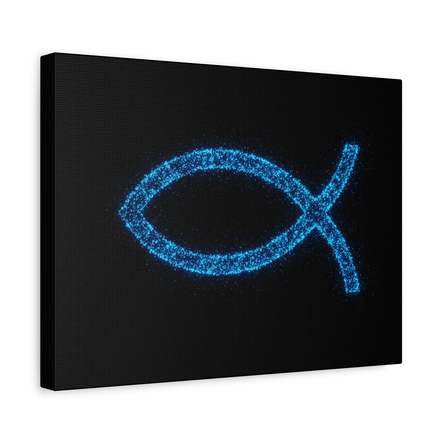 Blue Glitter Fish Symbol Matte Canvas Wall Art