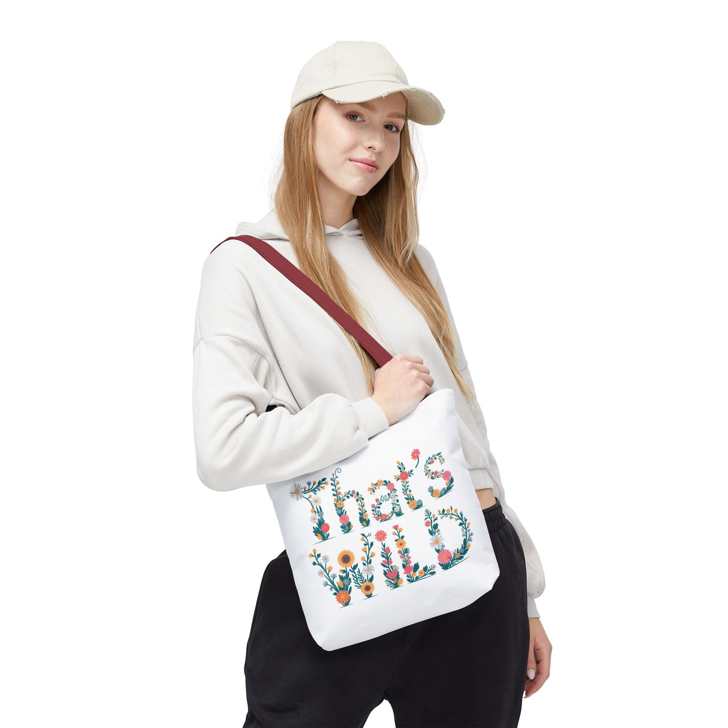 That’s Wild Floral Tote Bag – Cute Boho Canvas Bag With Colorful Flower Lettering, Eco Reusable Shopping Tote, Nature Lover Gift For Everyday Style