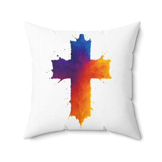 Christian Cross Throw Pillow Watercolor Faith Decor Cushion, Religious Home Accent, Inspirational Gift Idea
