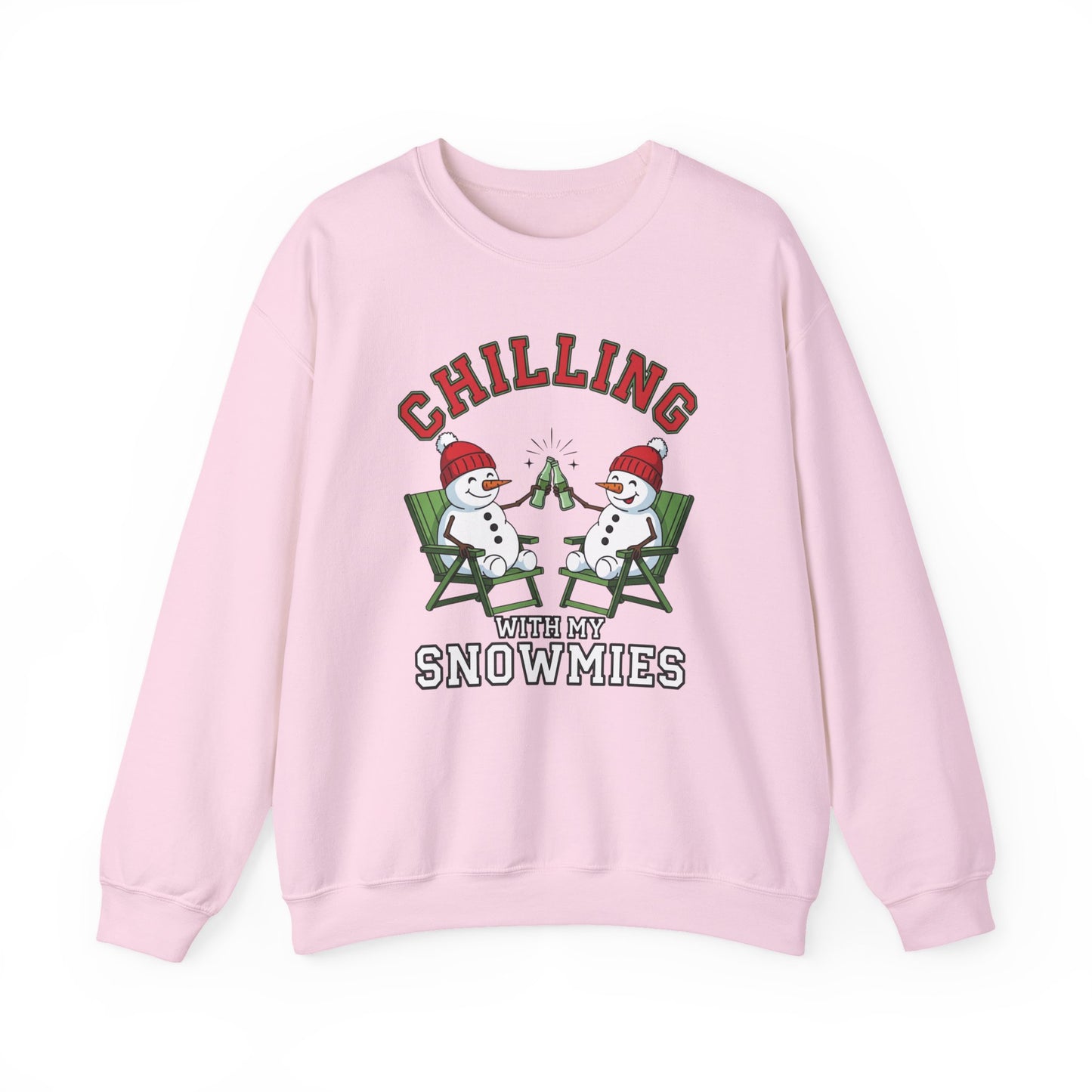 Chilling With My Snowmies Sweatshirt - Funny Christmas Snowman Sweater, Holiday Party Shirt, Cute Winter Gift, Matching Friends Xmas Top