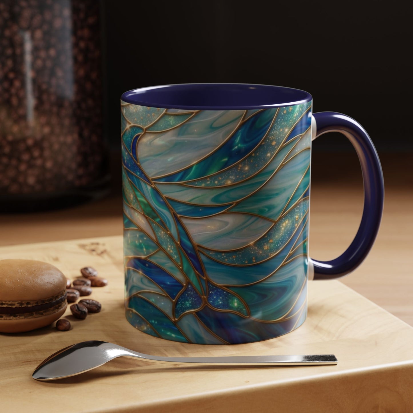 Stained Glass Dolphin Mug, Dolphin Coffee Cup, Ocean Art Mug, Sea Life Gift, Nautical Decor Mug, Coastal Dolphin Lover Gift