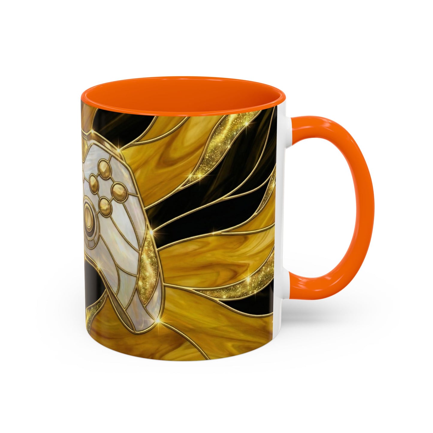 Stained Glass Gamer Mug, Gold Controller Coffee Cup, Video Game Gifts for Him, Gamer Boyfriend Gift, Teen Boy Gaming Mug, Desk Decor