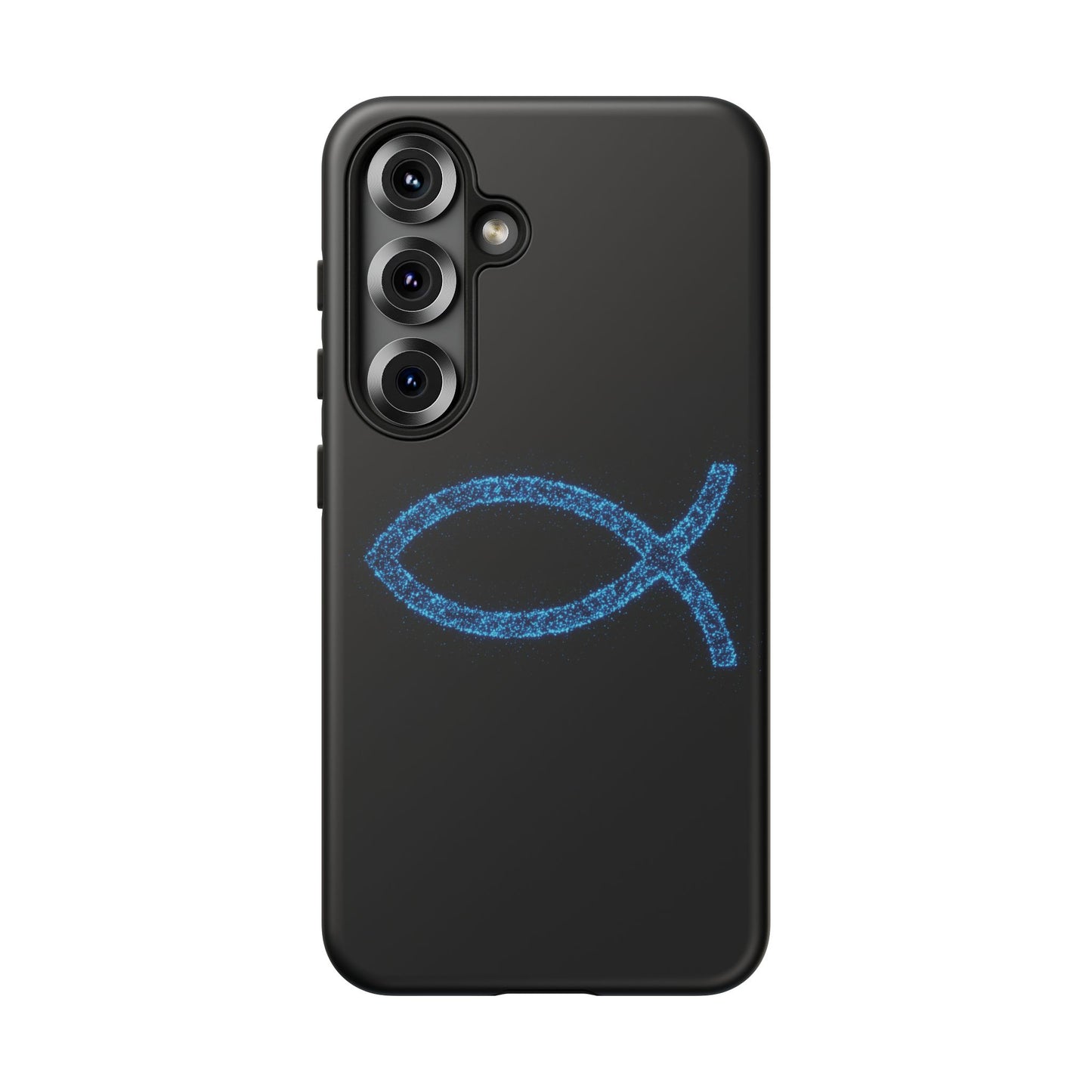 Blue Glitter Fish Symbol Samsung Phone Case - Durable & Stylish for Faith Enthusiasts