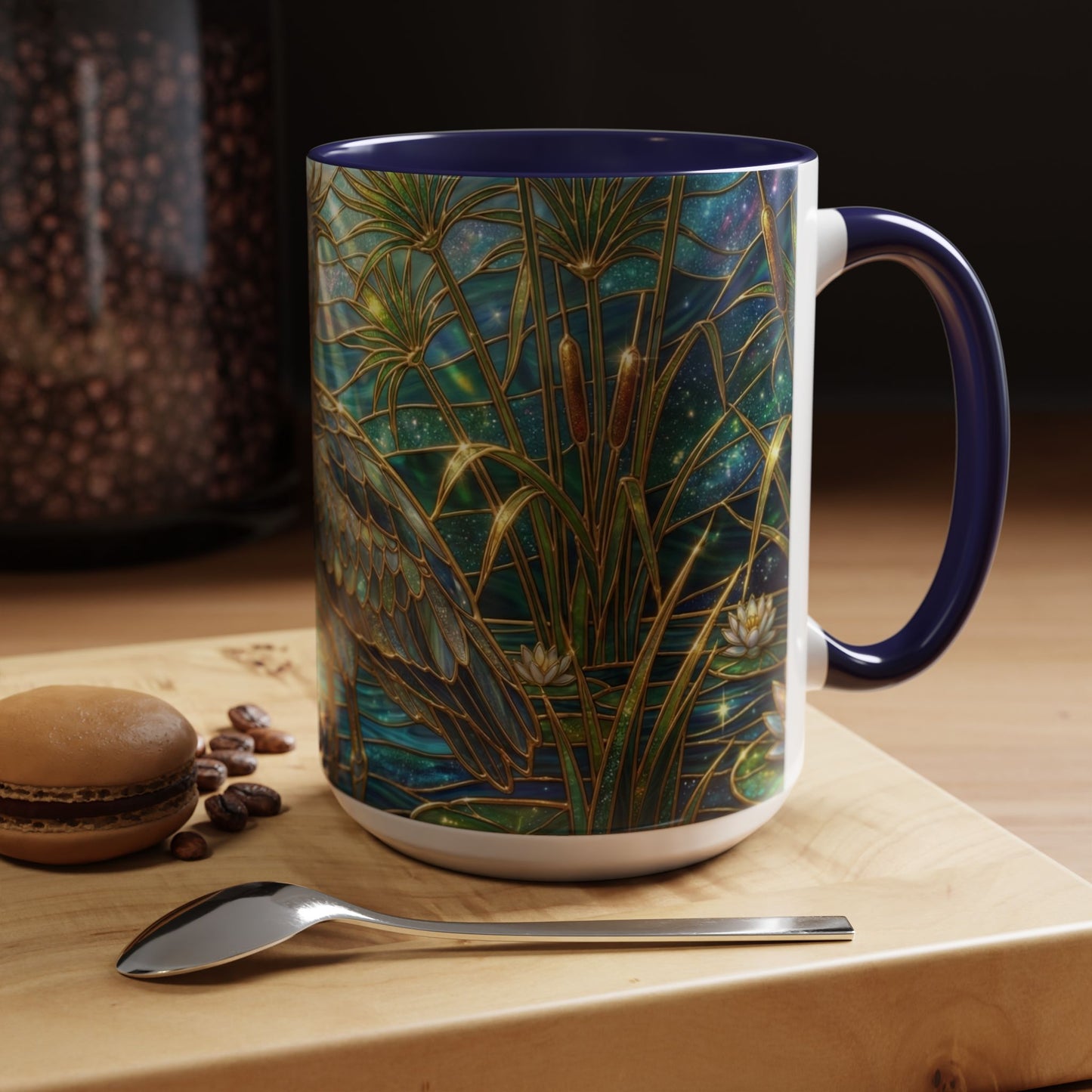 Shoebill Stork Mug, Stained Glass Bird Art, Prehistoric Animal Gift, Swamp Nature Coffee Cup, Galaxy Night, Ornithology Lover Present