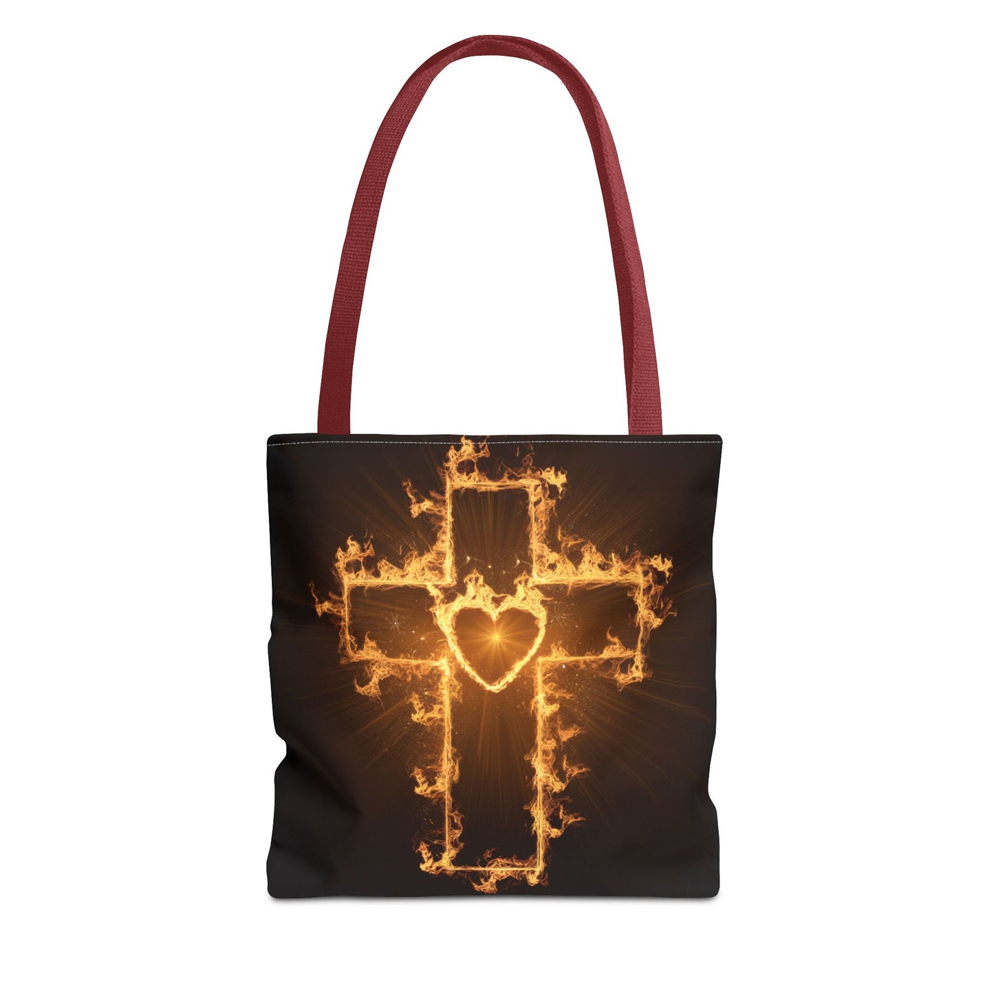 Stylish Flame Cross Tote Bag - Faith-Inspired Fashion
