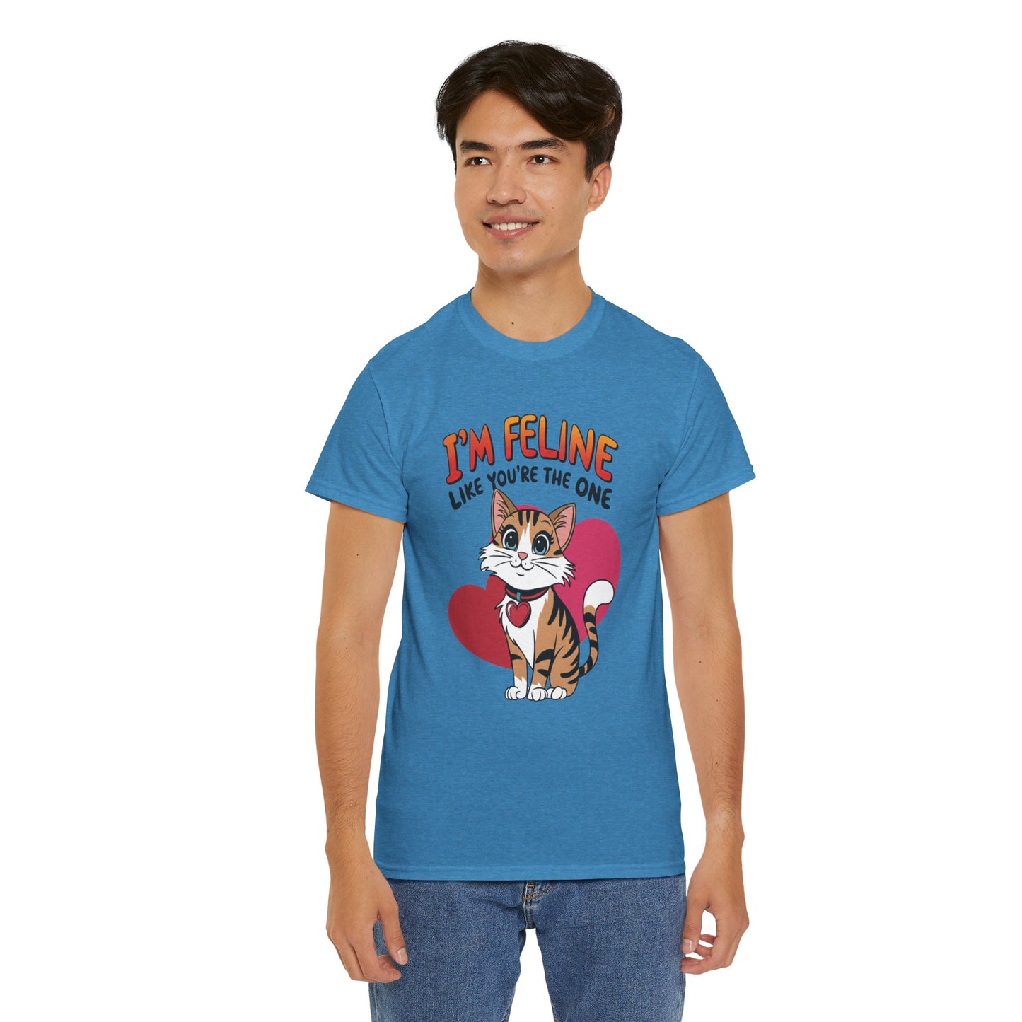 I’m Feline Like You’re The One Shirt, Cute Cat Valentine Tee, Funny Cat Love Graphic TShirt, Romantic Gift For Her Him, Cat Pun Shirt