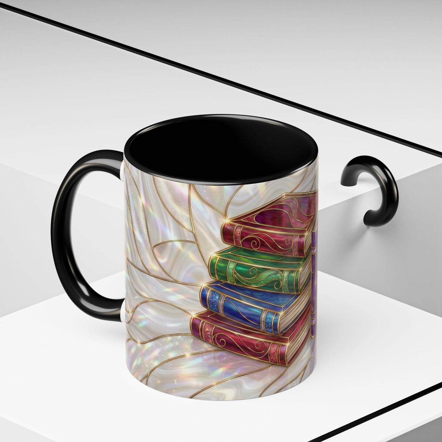 Book Lover Coffee Mug, Stained Glass Books Mug, Reading Gift For Bookworms, Library Aesthetic Mug, Booktok Mug, Ceramic Coffee Cup