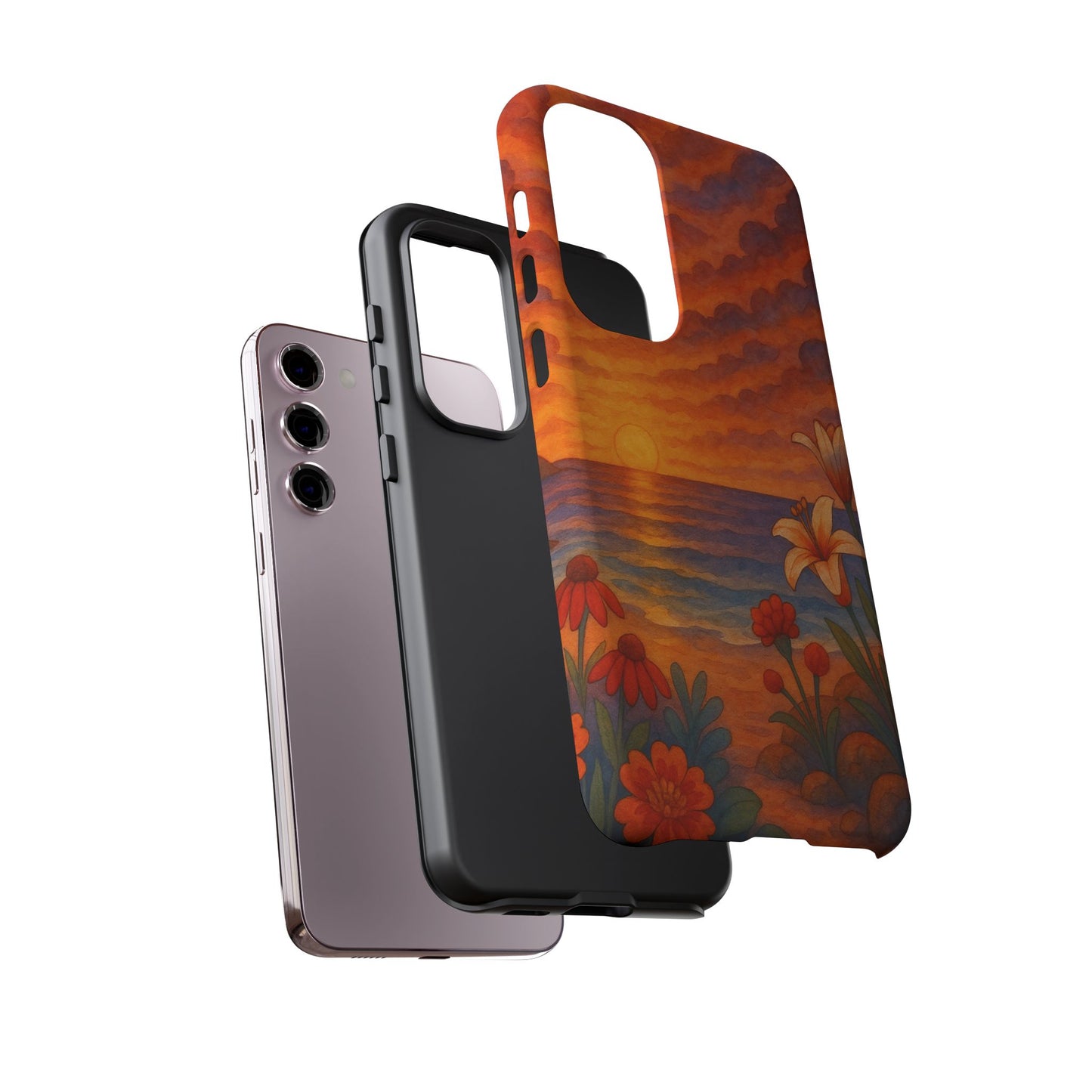 Samsung Case - Floral Ocean Sunset Watercolor Nautical Phone Case Beach Samsung Case Ocean Sunset Theme