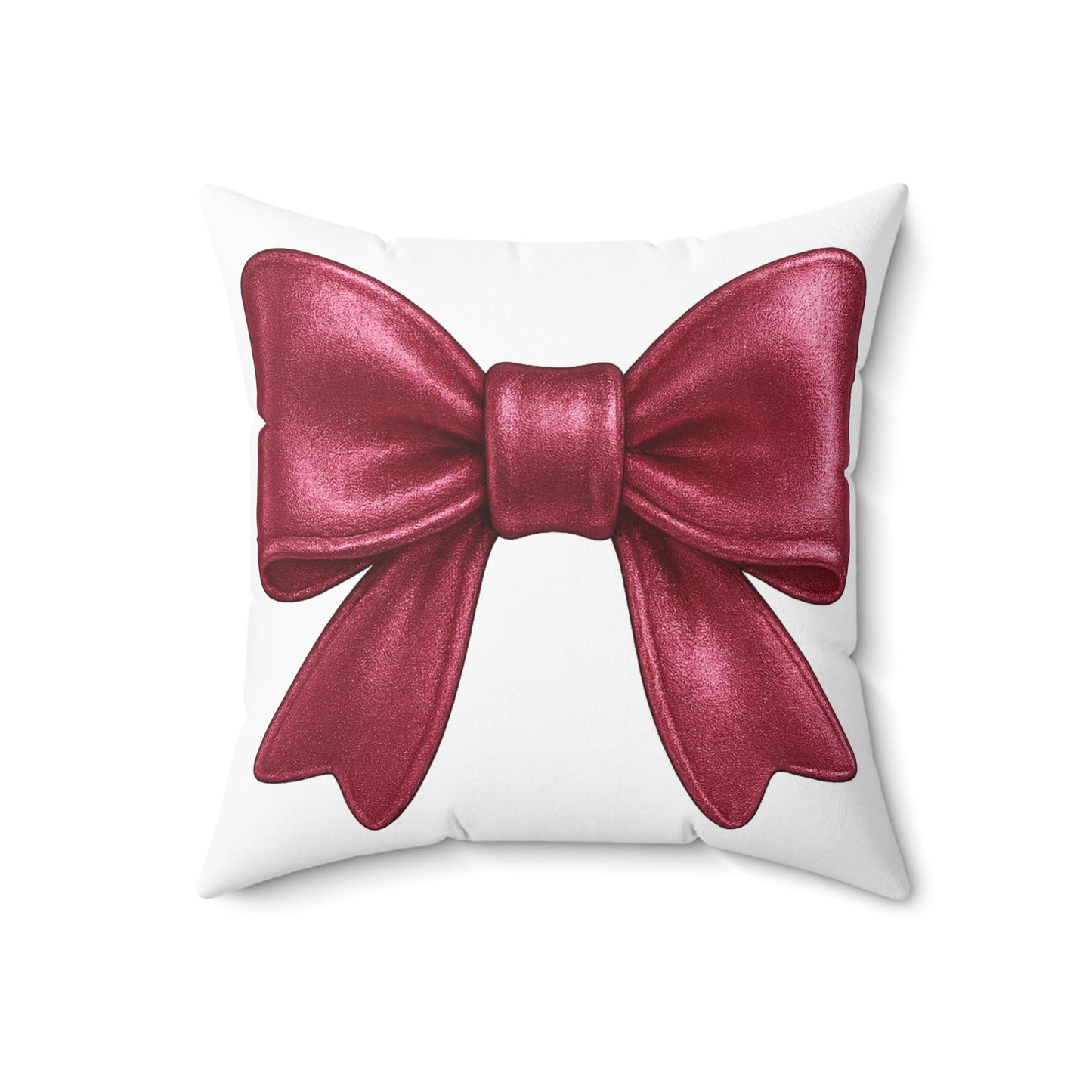 Red Bow Throw Pillow – Elegant Holiday Decor Accent | Shiny Satin-Look Ribbon Cushion | Christmas Gift for Her | Glam Bow Pillow Cover