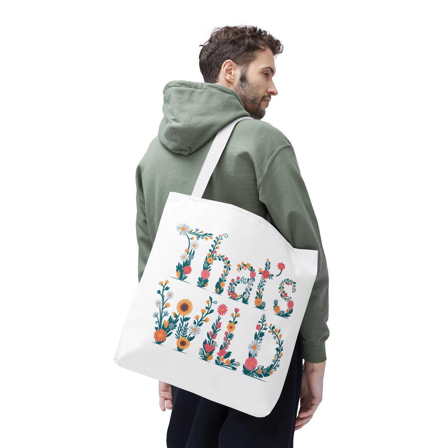 That’s Wild Floral Tote Bag – Cute Boho Canvas Bag With Colorful Flower Lettering, Eco Reusable Shopping Tote, Nature Lover Gift For Everyday Style