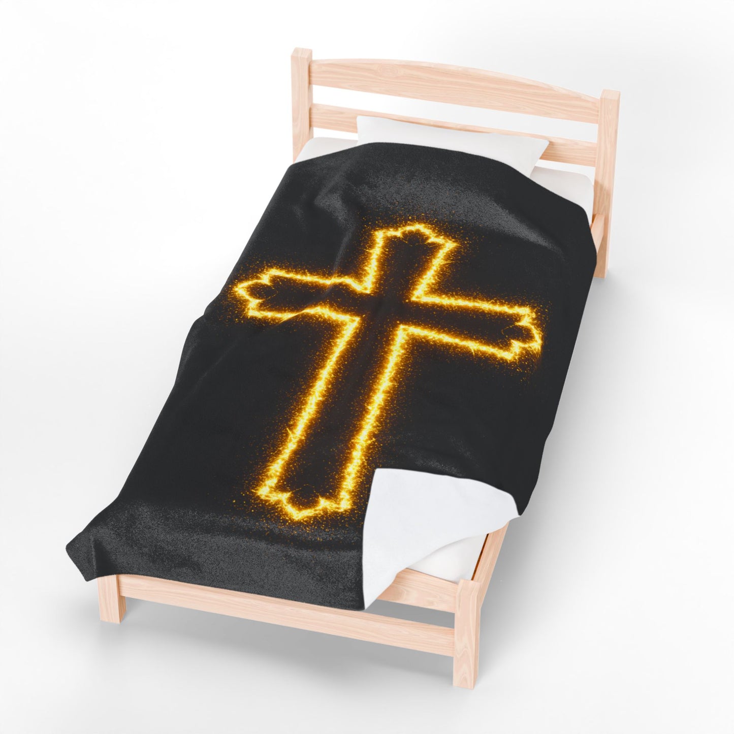 Inspirational Cross Velveteen Plush Blanket - Cozy Religious Throw for Faith and Comfort
