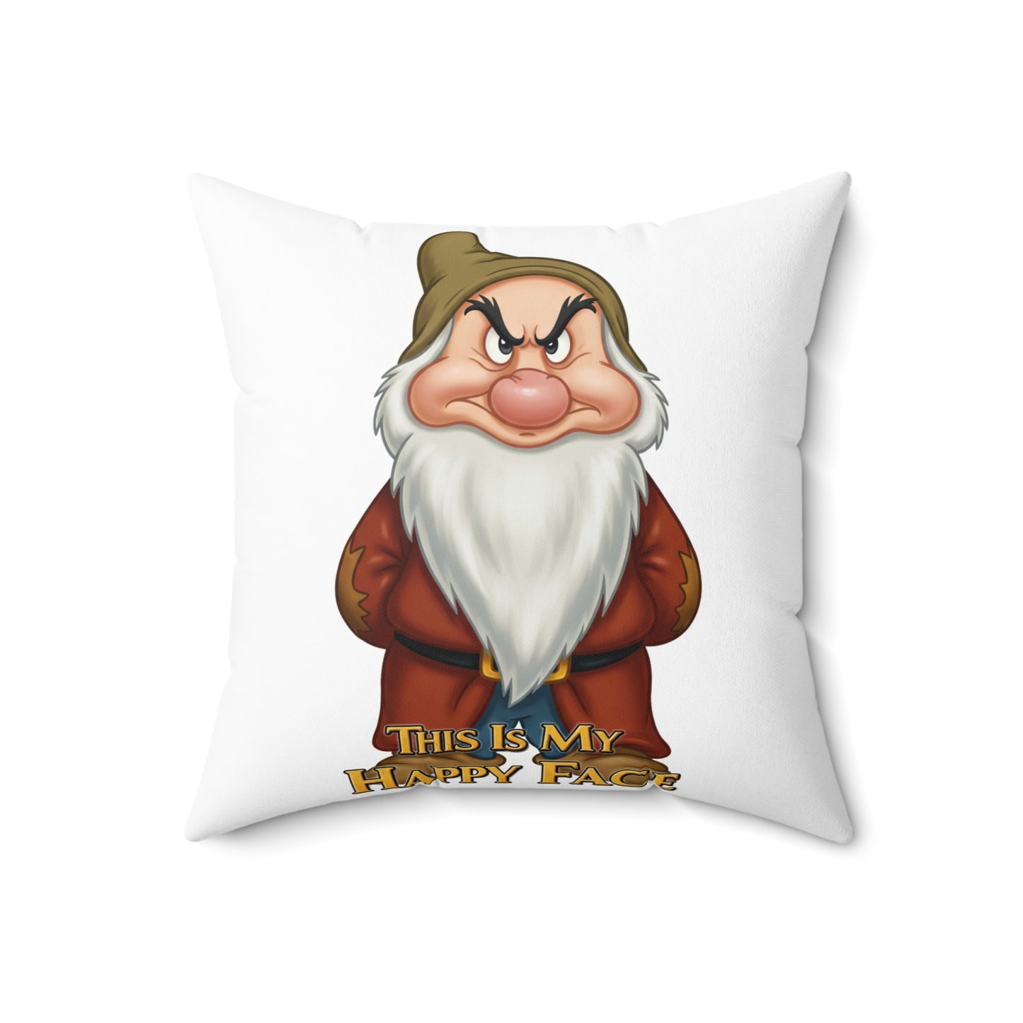 Funny Gnome 'This Is My Happy Face' Pillow - Perfect Home Decor for Gnome Lovers