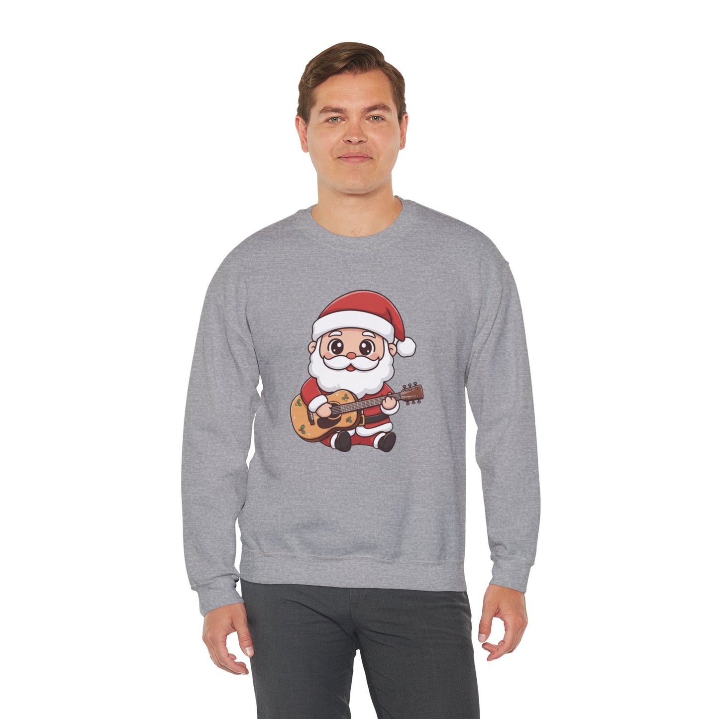 Cute Santa Guitar Sweatshirt | Christmas Music Lover Sweater | Holiday Crewneck | Funny Santa Musician Shirt | Cozy Xmas Gift for Him or Her