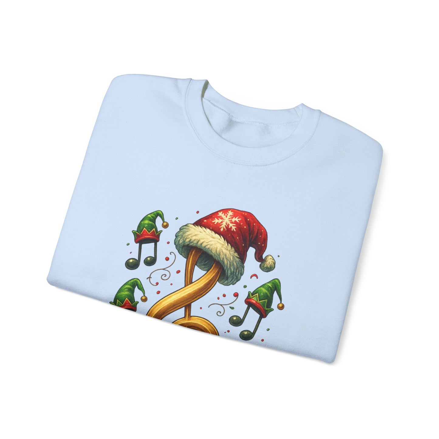 Christmas Music Note Sweatshirt, Holiday Treble Clef Sweater With Santa Hat, Festive Music Lover Gift, Cozy Winter Crewneck Unisex Top