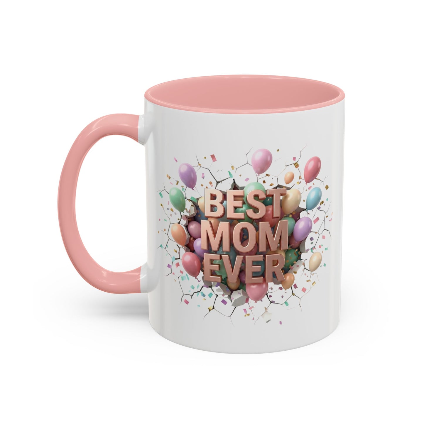 Personalized Mom Mug, Best Mom Ever Gift, Custom Name Coffee Cup, 3D Balloon Design, Mothers Day Gift, New Mom Gift 2025, Custom Mug