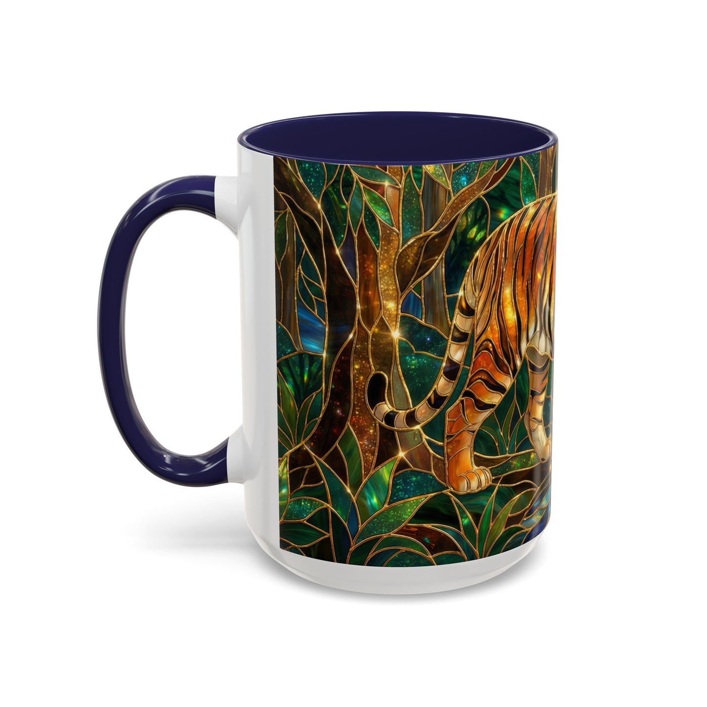 Stained Glass Tiger Mug, Tiger Coffee Cup, Wildlife Art Mug, Jungle Tiger Gift, Animal Lover Mug, Nature Inspired Coffee Cup