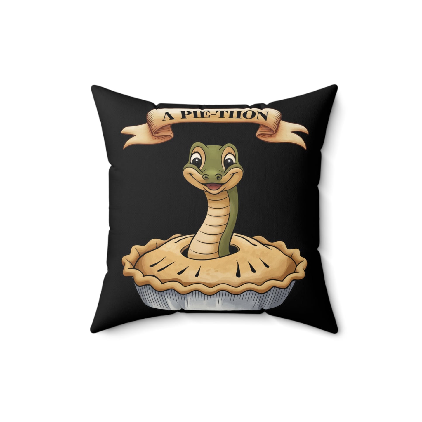 Square Pillow - Snake Coming Out of Pie Joke 'Pie-thon'