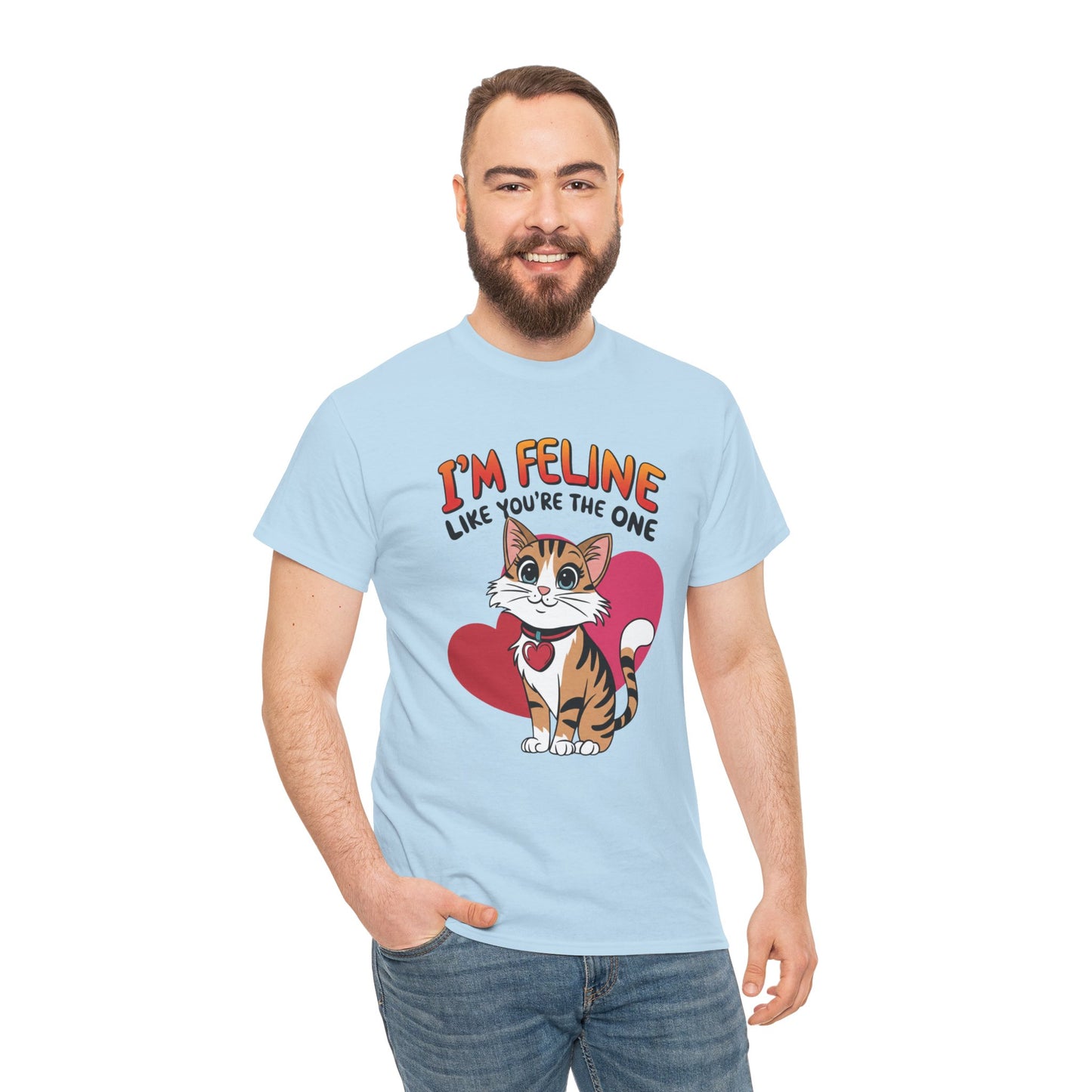 I’m Feline Like You’re The One Shirt, Cute Cat Valentine Tee, Funny Cat Love Graphic TShirt, Romantic Gift For Her Him, Cat Pun Shirt