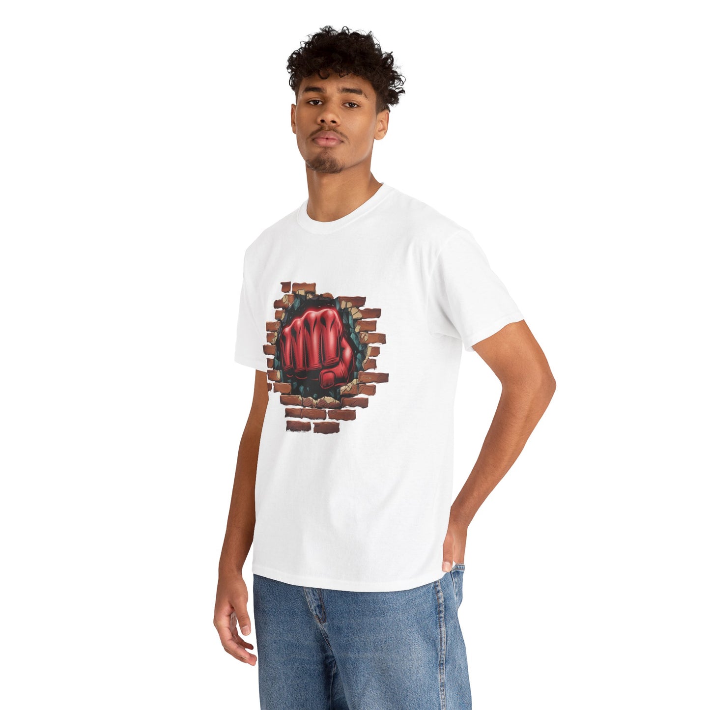 Impact Fist Graphic T-Shirt – Punch Through Brick Wall Design | Bold Streetwear Tee for Fighters, Gym & Edge-Lovers