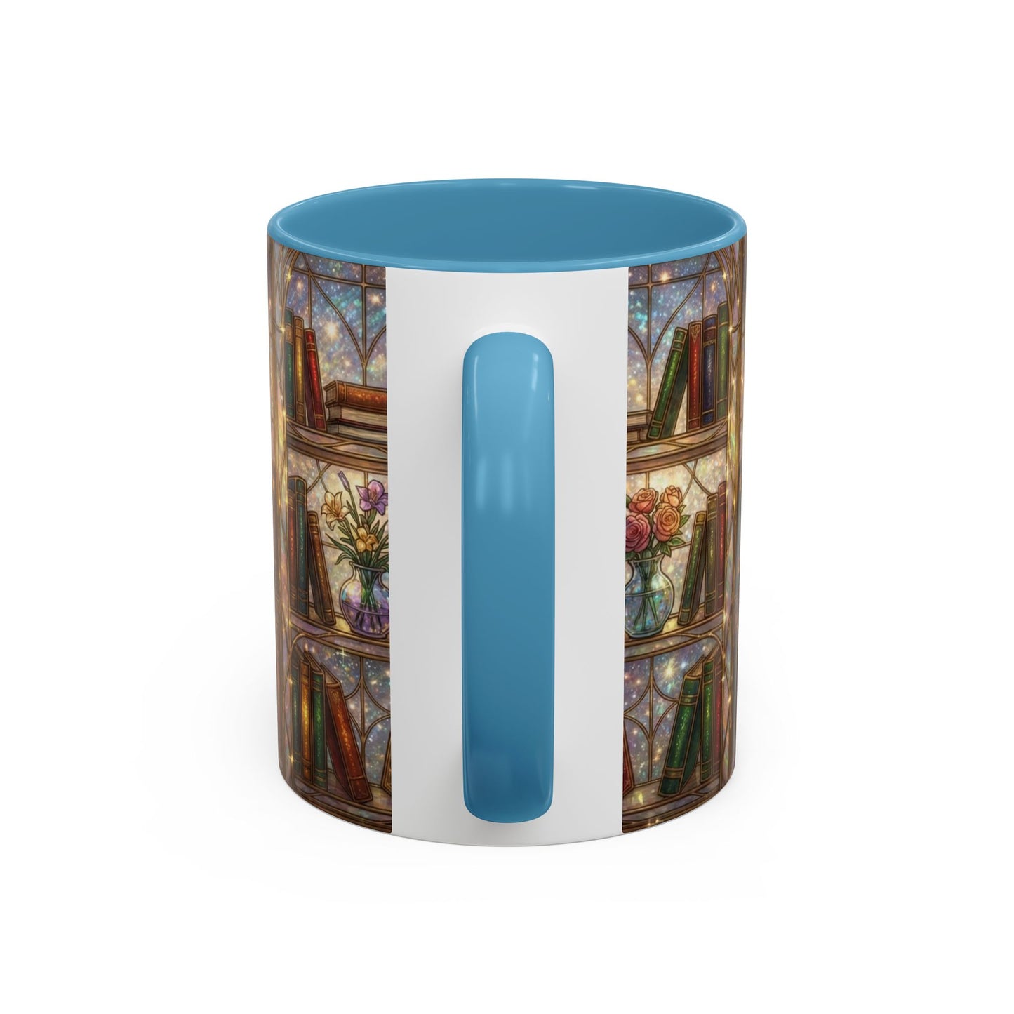 Stained Glass Books Mug, Book Lover Coffee Mug, Cozy Library Mug, Bookish Gift For Readers, Dark Academia Mug, Floral Bookshelf Cup
