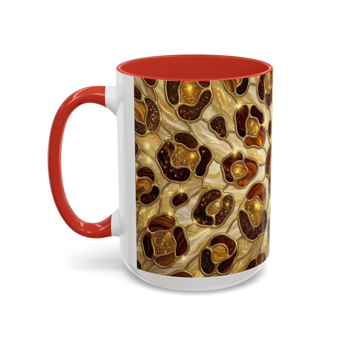 Stained Glass Leopard Print Mug, Gold Cheetah Coffee Cup, Luxury Animal Print Gift, Glam Mosaic Tea Mug, Trendy Desk Decor For Her Gifts