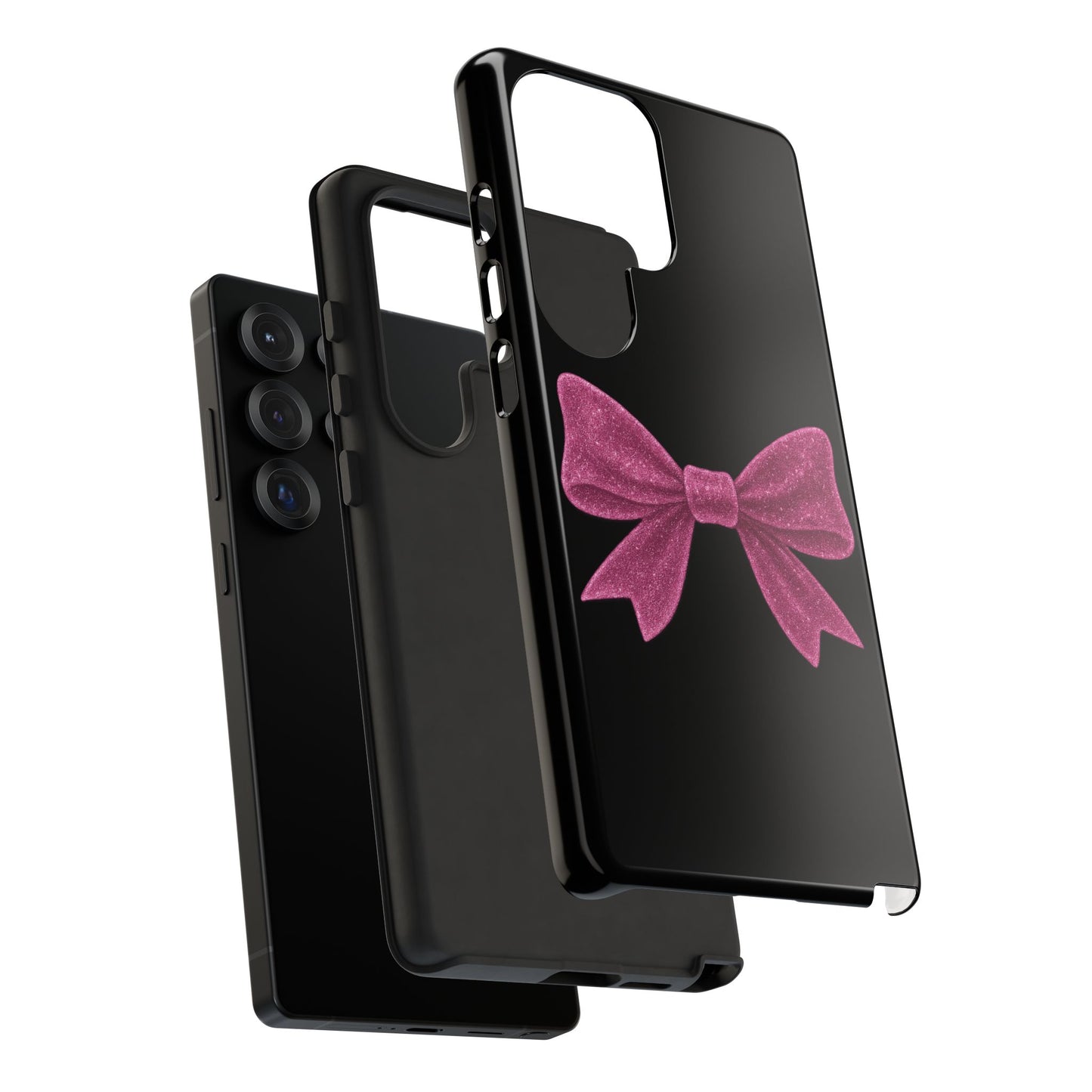 Pink Glitter Bow Samsung Case – Coquette Aesthetic Phone Cover – Girly Glossy Galaxy Case – Cute Soft Girl Tech Accessory – Kawaii Gift Idea