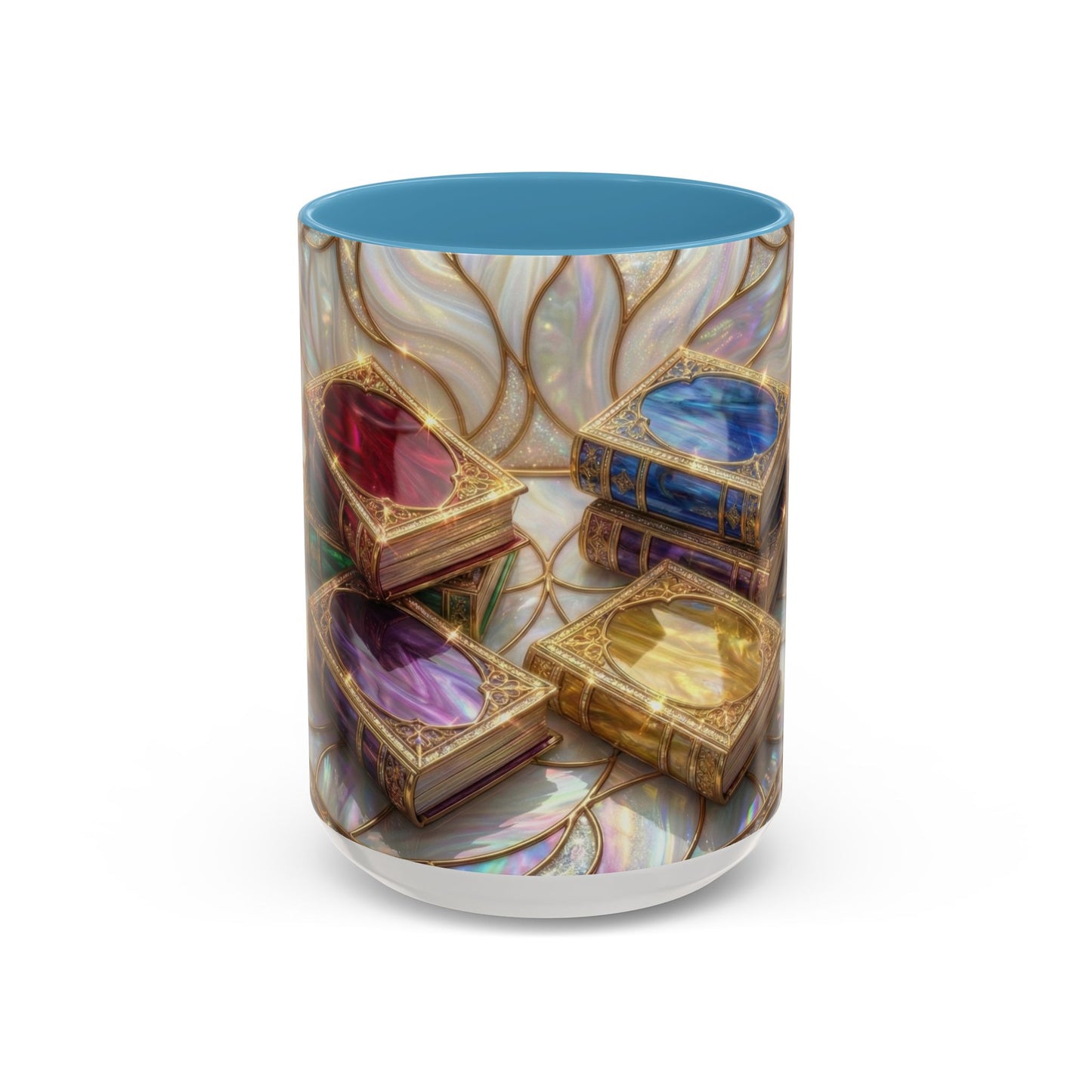 Stained Glass Book Mug, Fantasy Book Lover Coffee Cup, Magical Library Mug, Bookish Gift For Readers, Dark Academia Mug