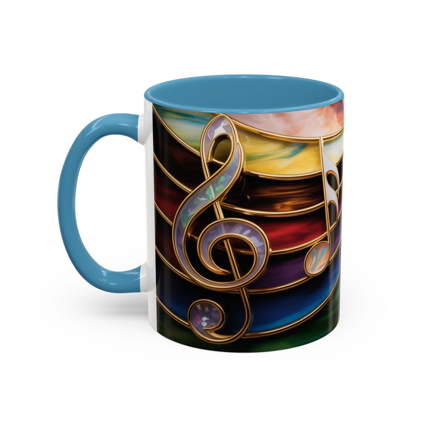 Stained Glass Music Notes Mug - Colorful Music Lover Gift - Music Teacher Mug - Treble Clef Coffee Cup - Musician Gift Idea - 11oz & 15oz Ceramic Mug