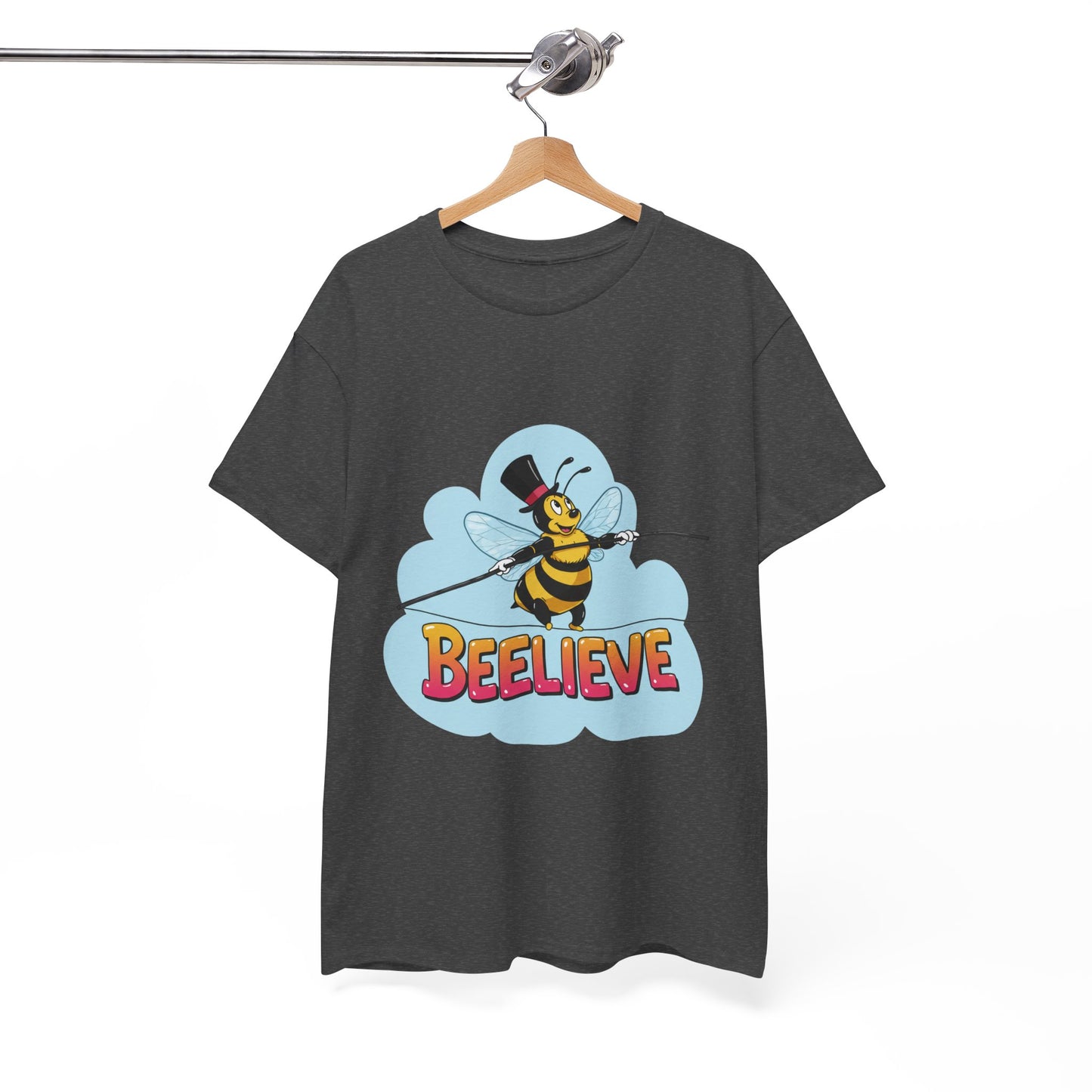 “Beelieve” Bee Pun T‑Shirt | Cute Bee Graphic Tee | Inspirational Pun Shirt | Funny Nature Lover Gift | Bee Belief Positive Vibes Tee