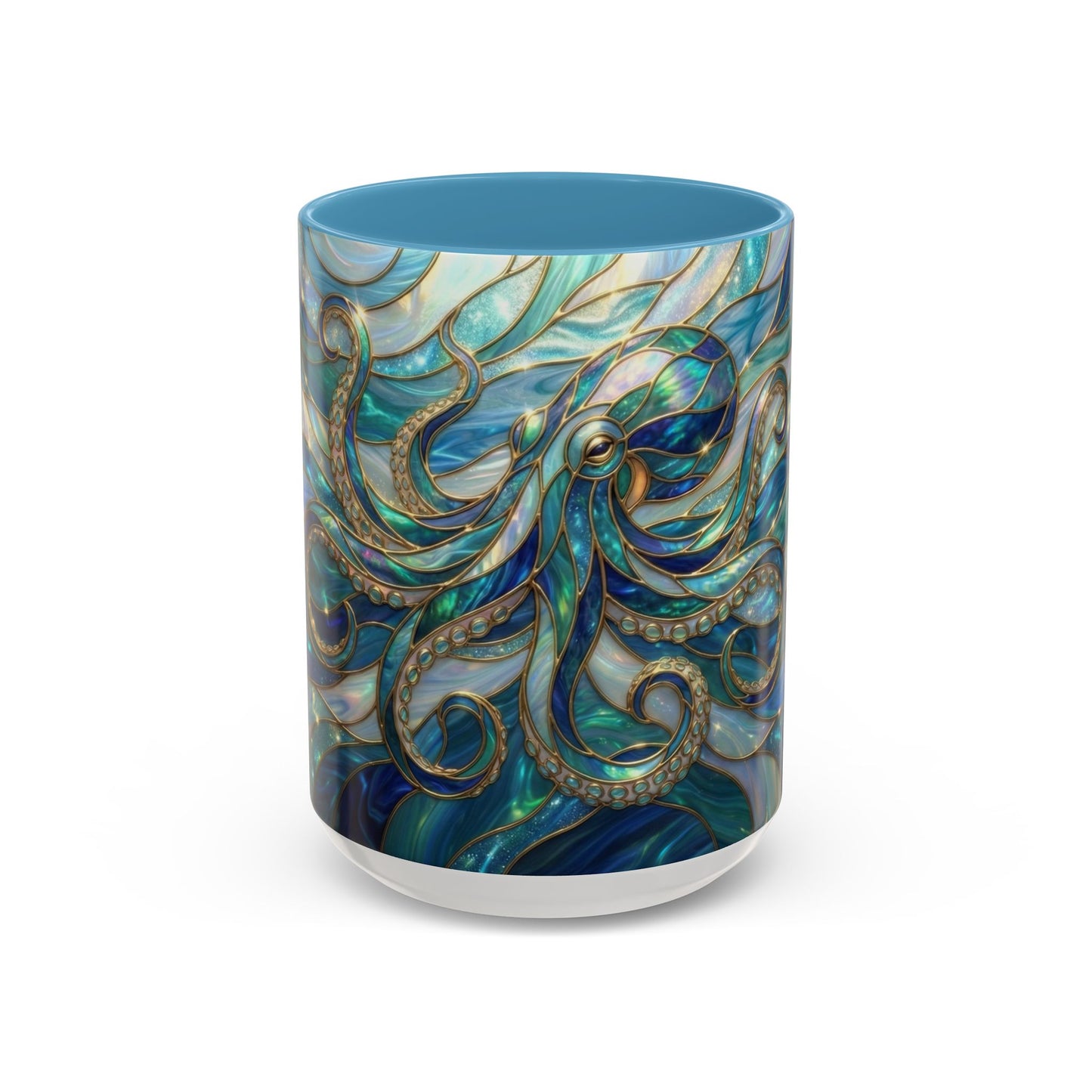Stained Glass Octopus Mug, Octopus Coffee Mug, Ocean Art Mug, Nautical Decor Cup, Sea Creature Mug, Octopus Lover Gift