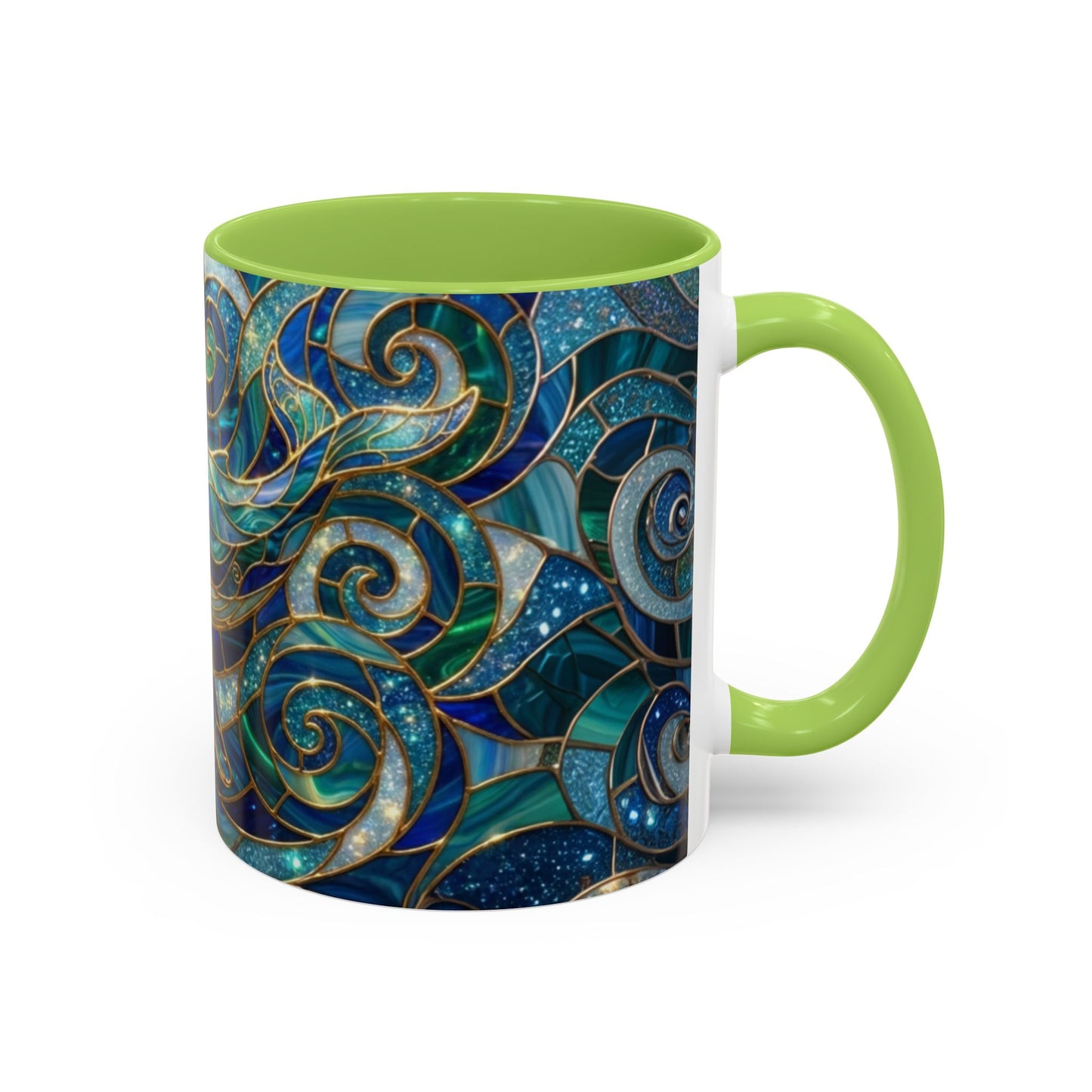 Stained Glass Whale Mug, Ocean Art Coffee Cup, Blue Sea Life Design, Nautical Gift For Ocean Lovers, Colorful Stained Glass Whale Cup