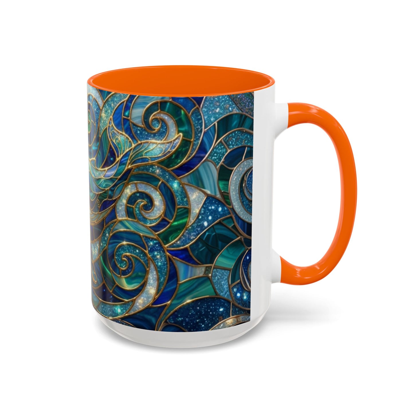 Stained Glass Whale Mug, Ocean Art Coffee Cup, Blue Sea Life Design, Nautical Gift For Ocean Lovers, Colorful Stained Glass Whale Cup