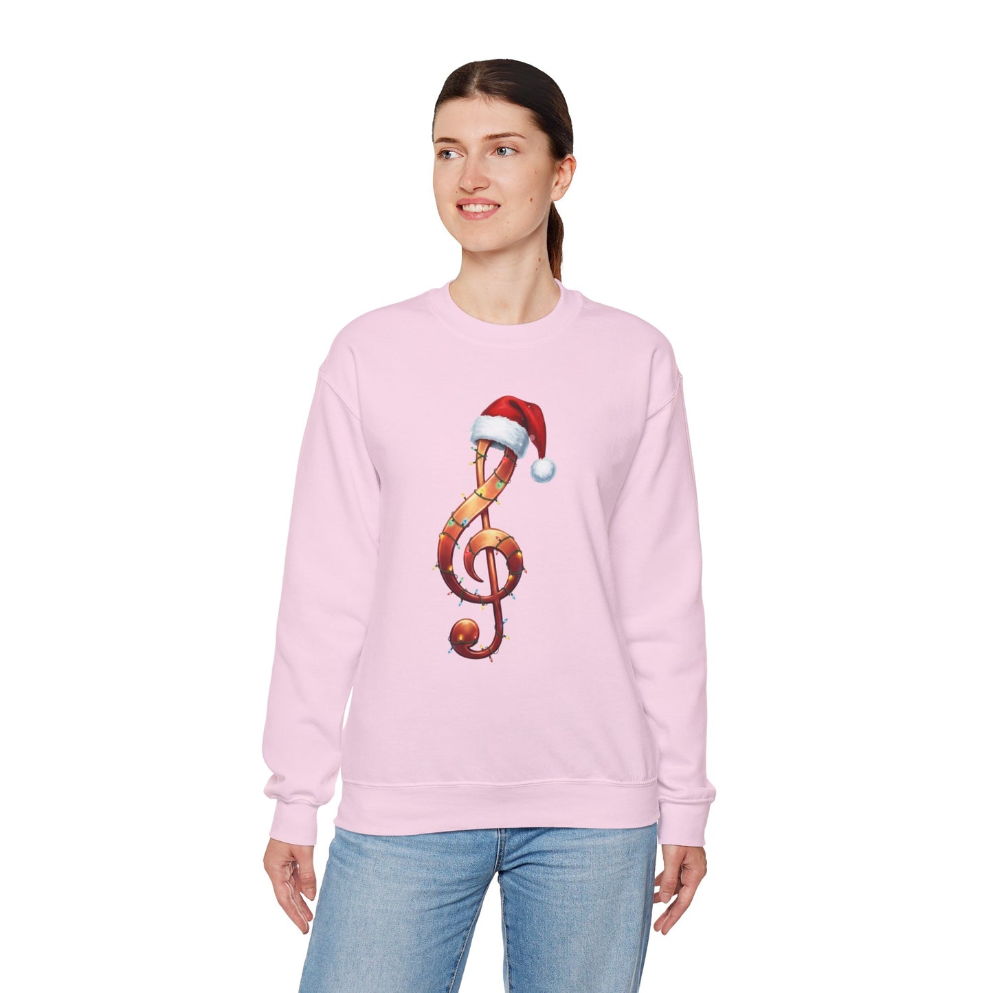 Christmas treble clef sweatshirt, music note Santa hat shirt, Christmas lights music lover sweater, musician holiday crewneck, Xmas gift