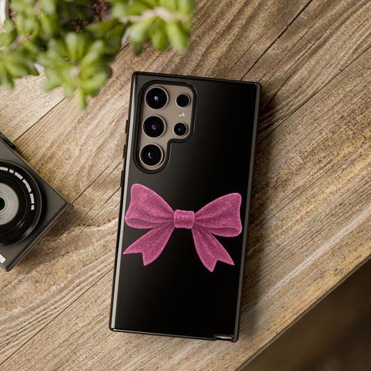 Pink Glitter Bow Samsung Case – Coquette Aesthetic Phone Cover – Girly Glossy Galaxy Case – Cute Soft Girl Tech Accessory – Kawaii Gift Idea