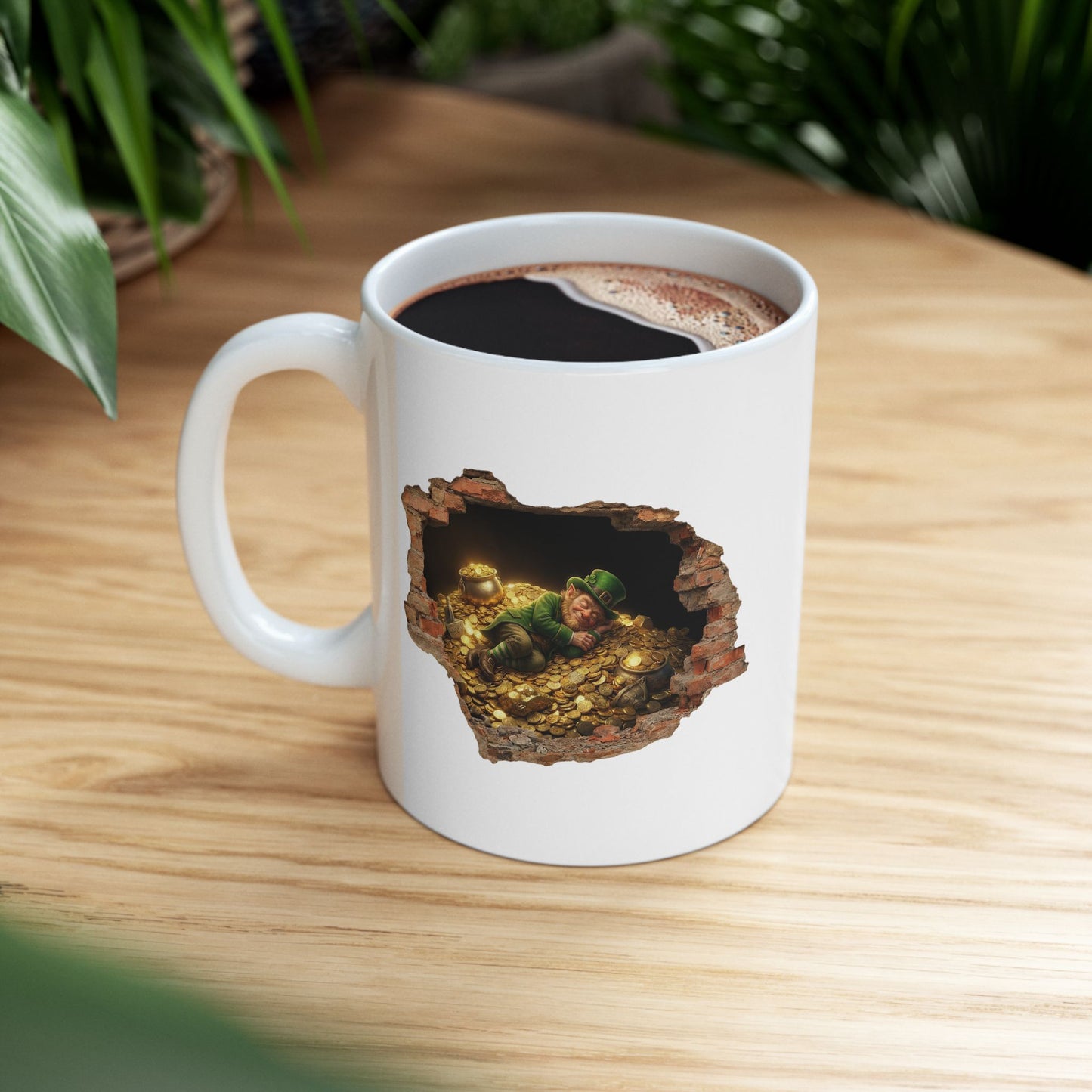 Leprechaun Coffee Mug, St Patricks Day Mug, Irish Gold Mug, Cute Leprechaun Art Cup, St Paddy Gift, Funny Irish Coffee Mug