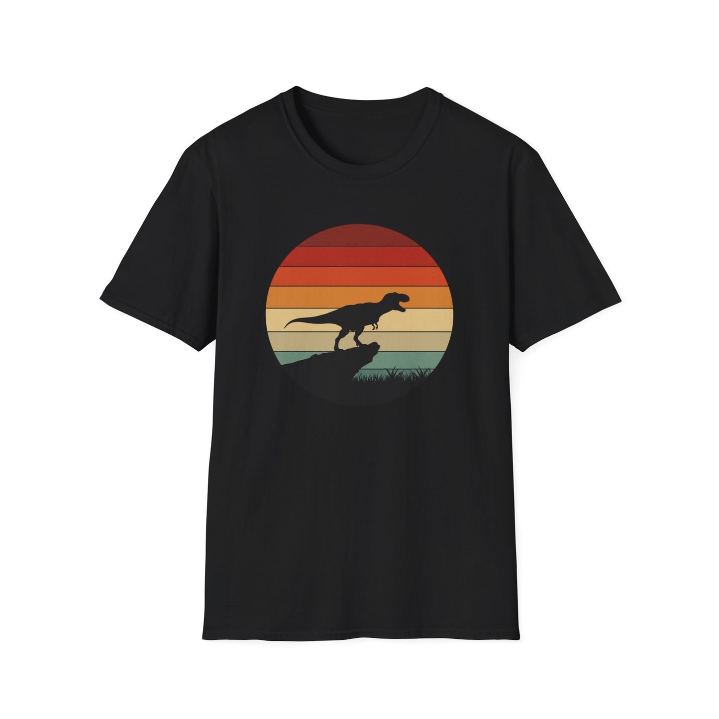 Retro T-Rex Dinosaur Shirt for Men Women - Vintage Sunset Graphic Tee - Unisex Jurassic Gift Idea Funny Casual Dino T-Shirt