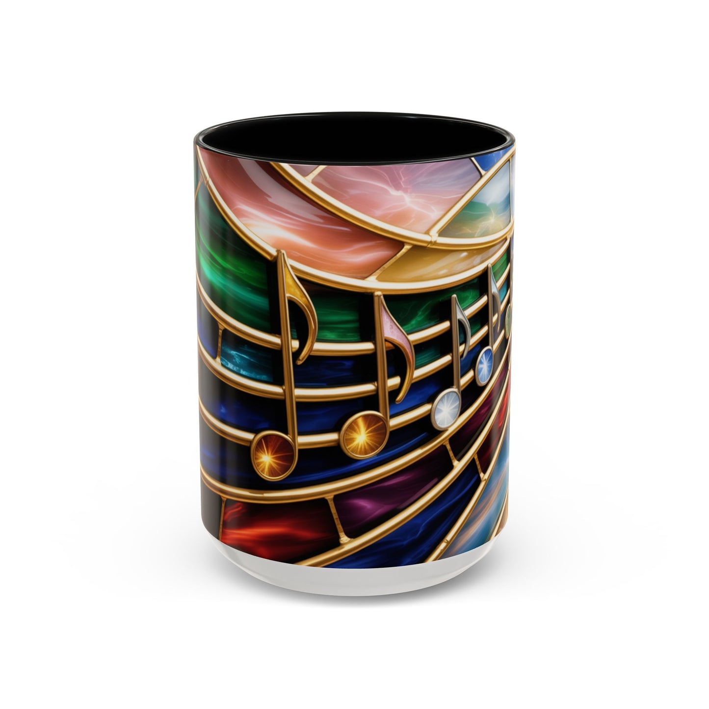 Stained Glass Music Mug, Musical Notes Coffee Cup, Colorful Treble Clef Mug, Musician Gift Idea, Music Lover Cup, Art Mug for Singers