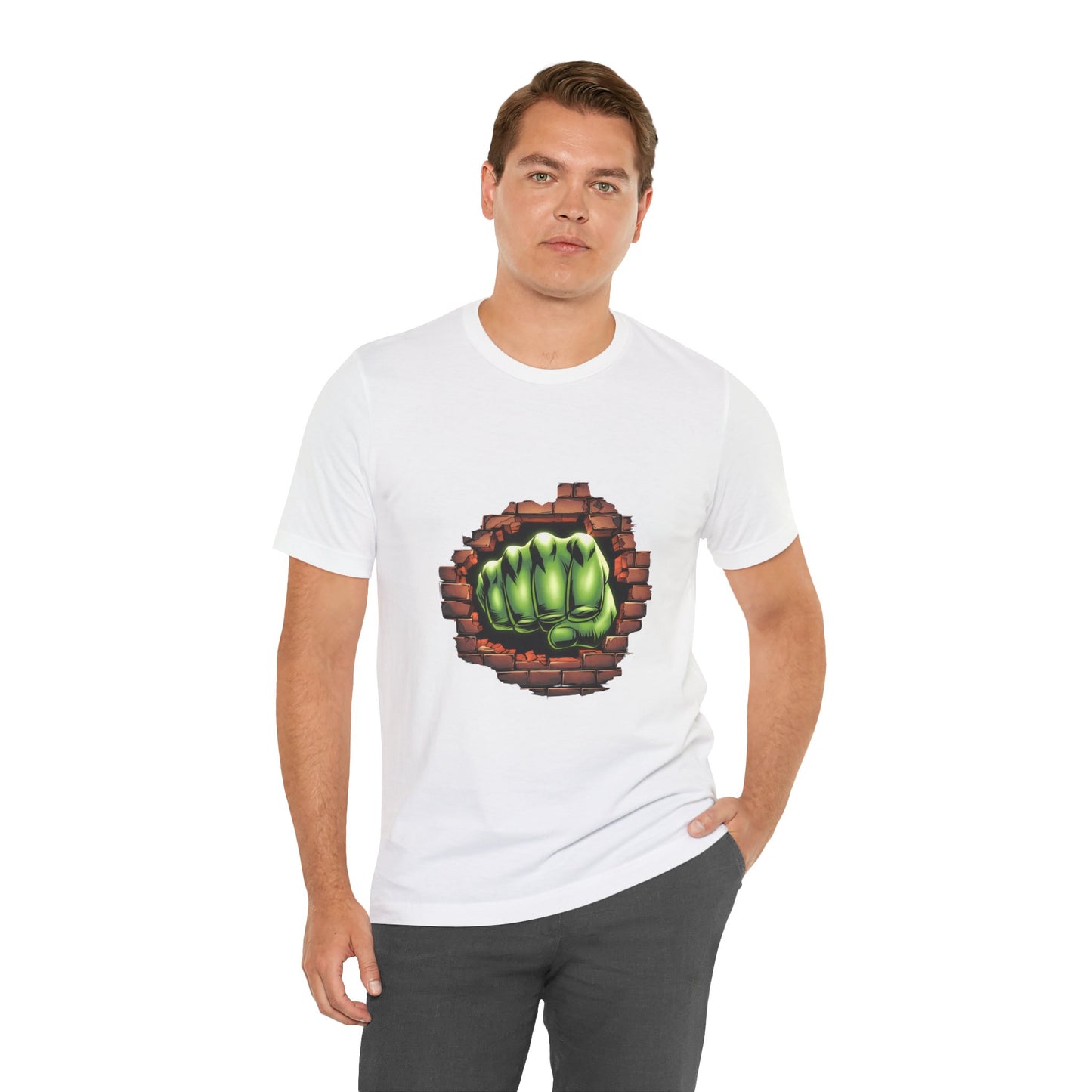 Green Hero Fist Graphic Tee – Superhero Shirt, Comic Pop Art, Gamer Gift, Y2K Dopamine Aesthetic, Funny Nerd Fashion, Unisex T‑shirt
