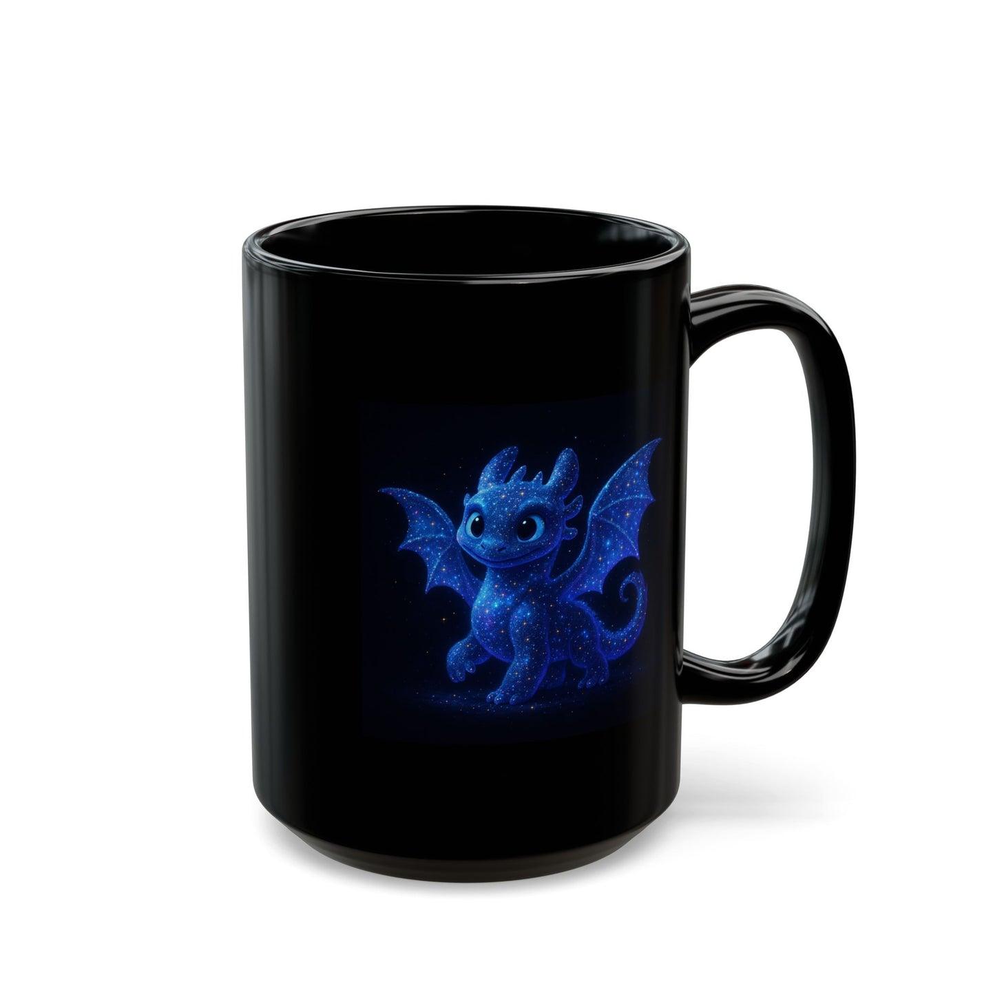 Cute Dragon Coffee Mug, Baby Dragon Mug, Galaxy Dragon Art Mug, Fantasy Coffee Cup, Kawaii Dragon Gift, 11oz 15oz Black Mug