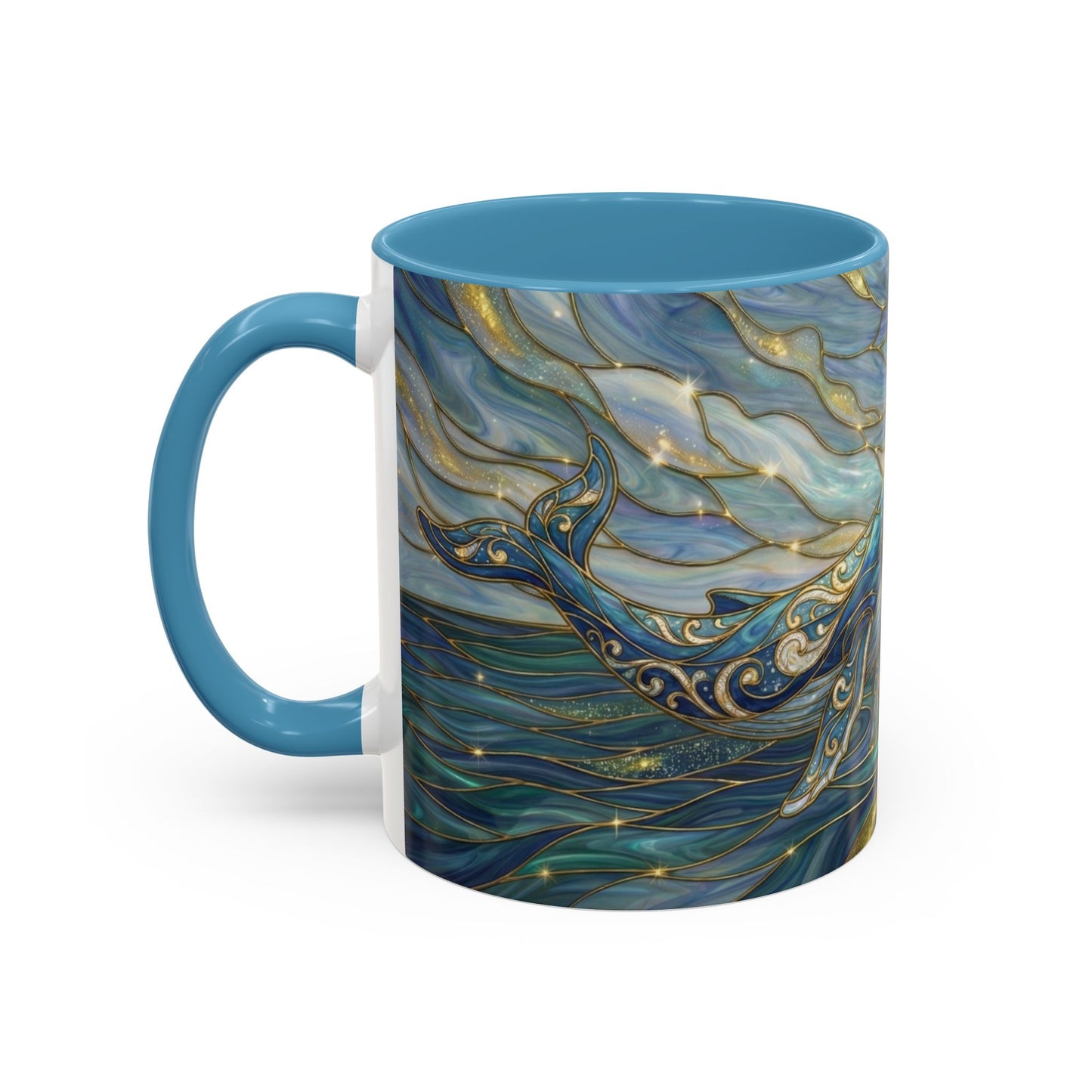 Whimsical Whale & Giraffe Accent Coffee Mug — Artistic Ocean-Sky Illustration (11/15oz)