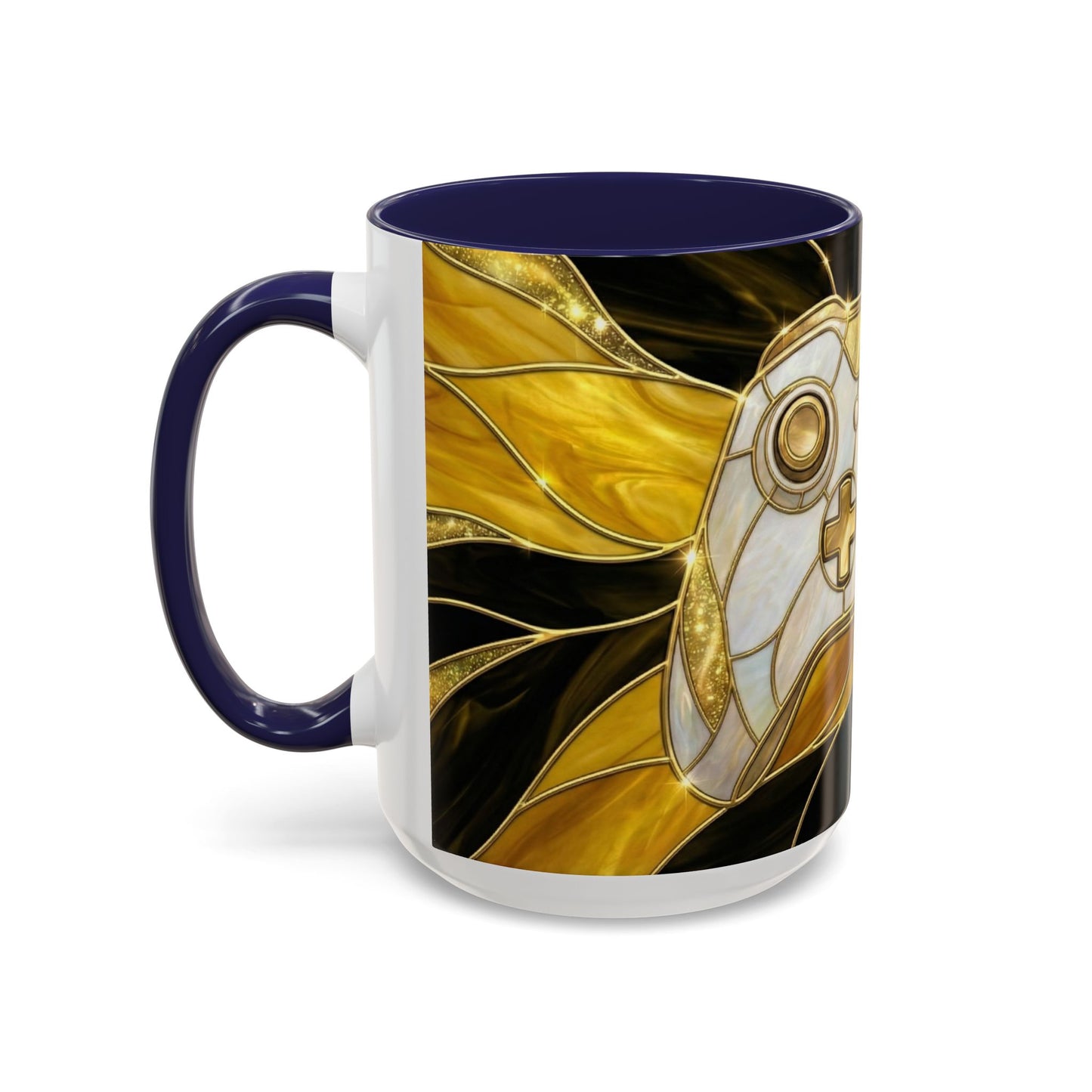 Stained Glass Gamer Mug, Gold Controller Coffee Cup, Video Game Gifts for Him, Gamer Boyfriend Gift, Teen Boy Gaming Mug, Desk Decor