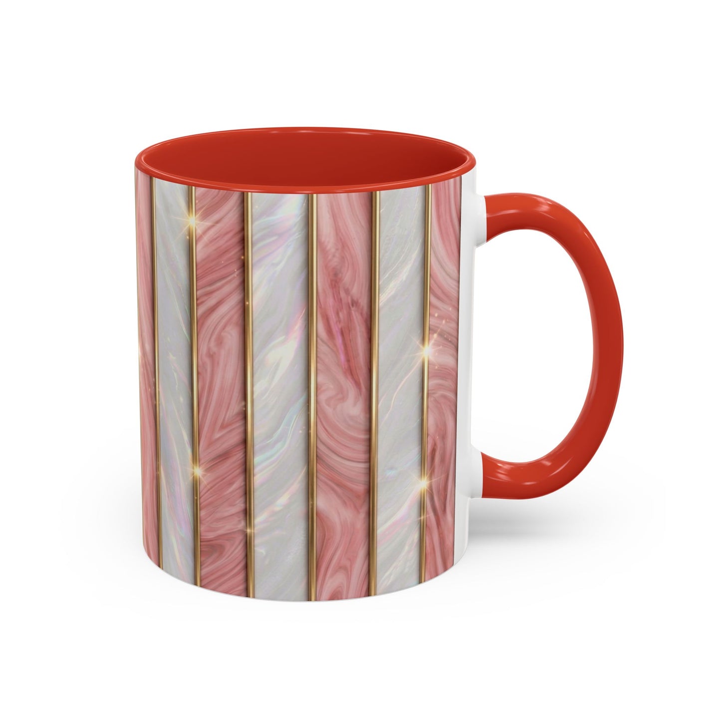 Pink Marble Coffee Mug, Gold Stripe Faux Agate Cup, Glam Desk Accessory, Elegant Tea Mug, Luxury Gift for Her, Chic Office Desk Decor