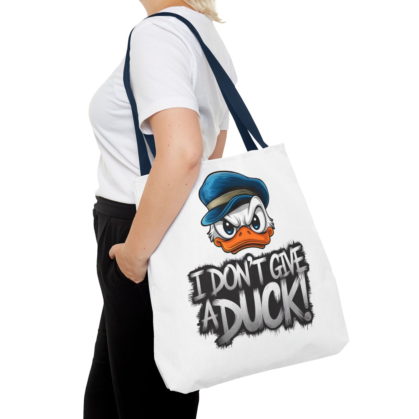 Funny Grumpy Duck Tote Bag | I Don’t Give A Duck Canvas Tote | Eco Reusable Cotton Gift Tote | Cute Animal Humor Market Bag