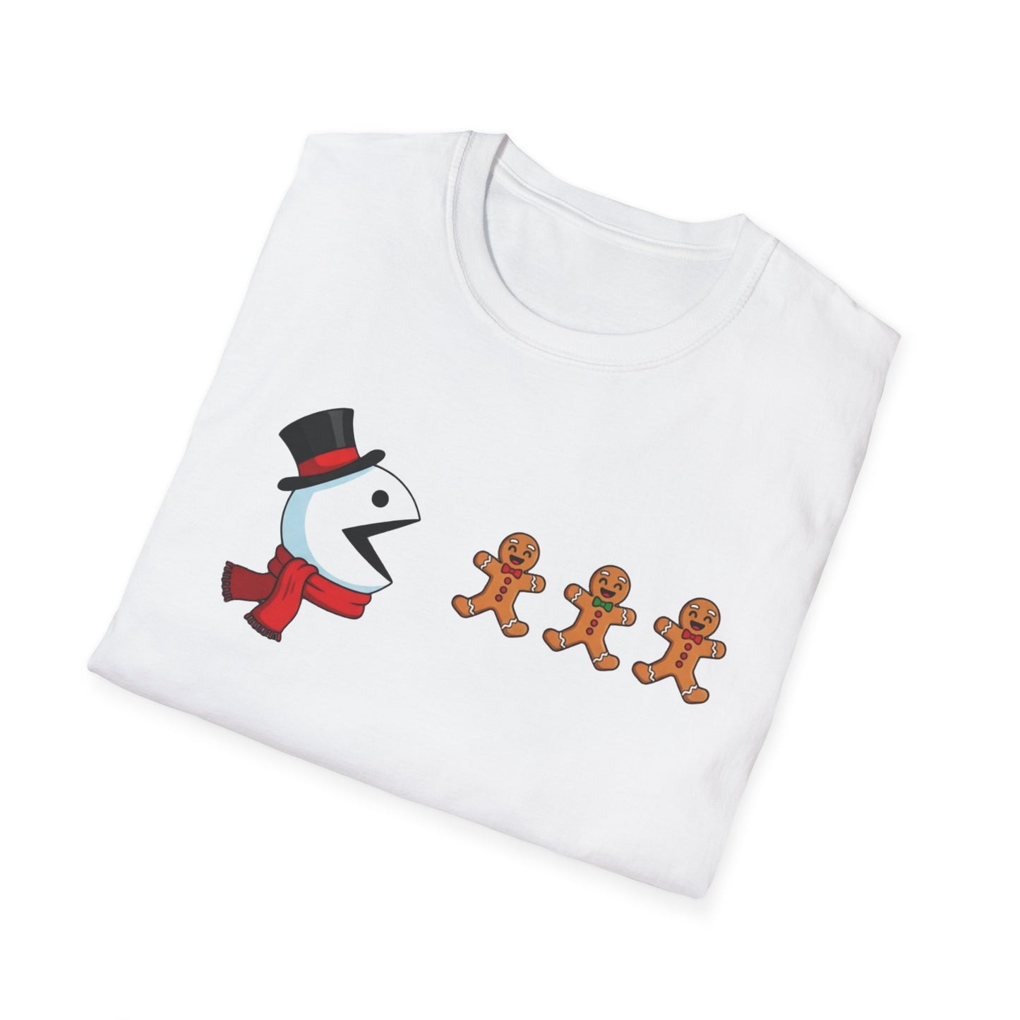 Snowman Pacman Christmas Shirt, Funny Gingerbread Men Tee, Cute Holiday Snowman T-Shirt, Christmas Humor Graphic Tee, Winter Holiday Shirt